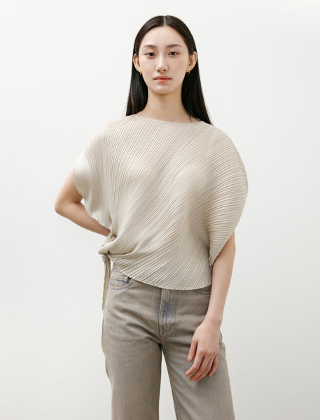 PLEATS PLEASE アームウォーマー付き Pleats Please by Issey Miyake Leaf Asymmetrical Pullover Greige