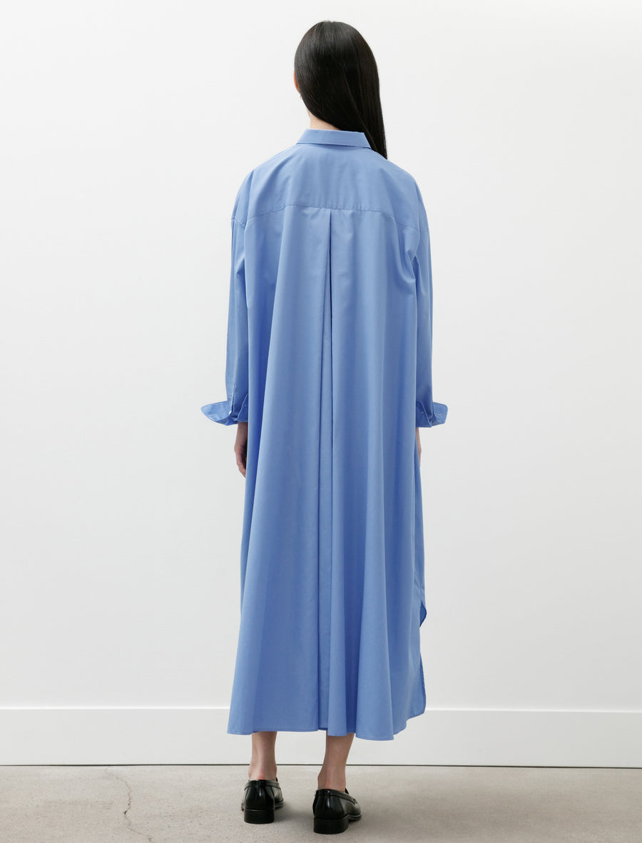 High Count Broad Oversized Regular Collar Shirt Dress Blue - Image 4