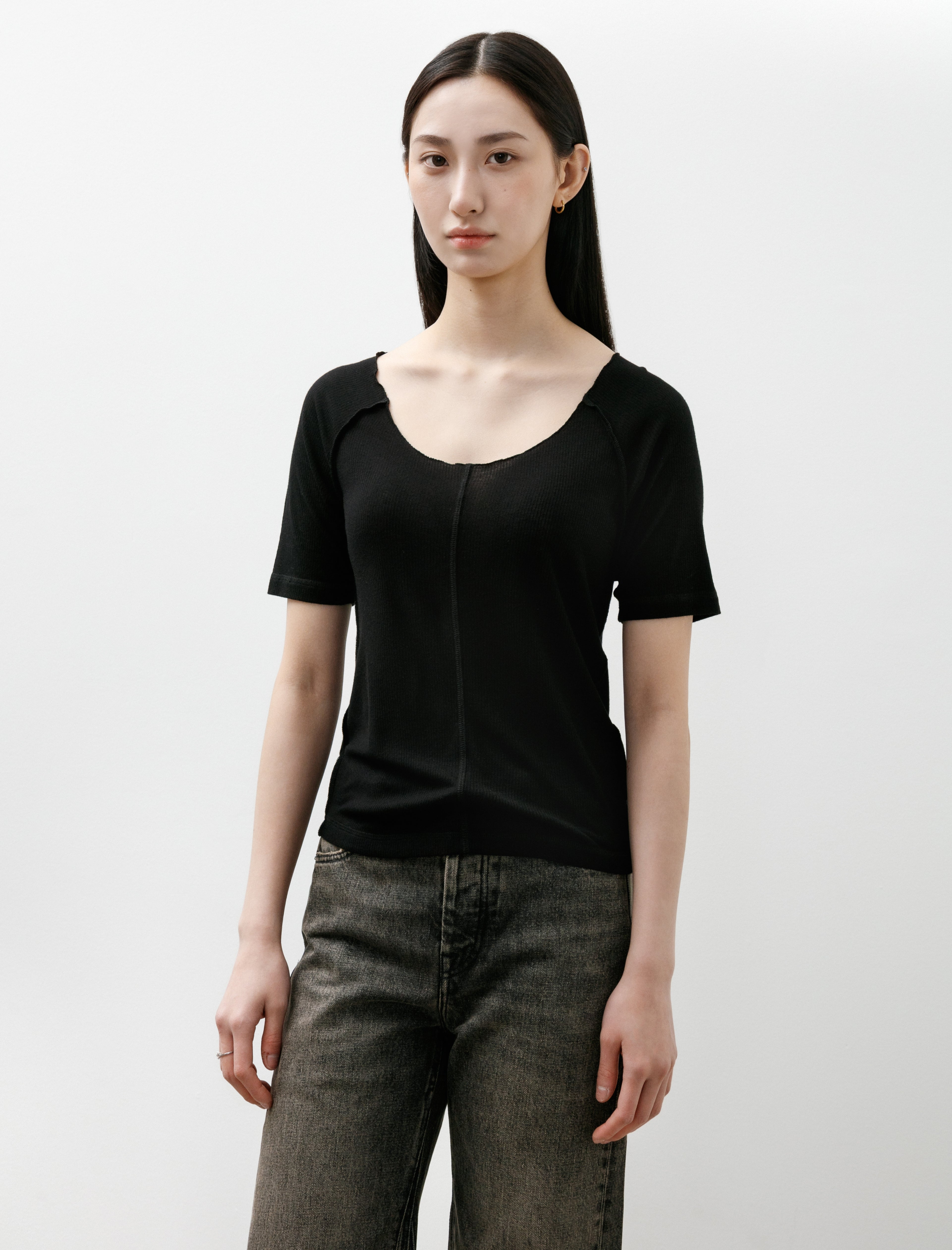 mfpen Flatlock Raglan Tee Black Rib