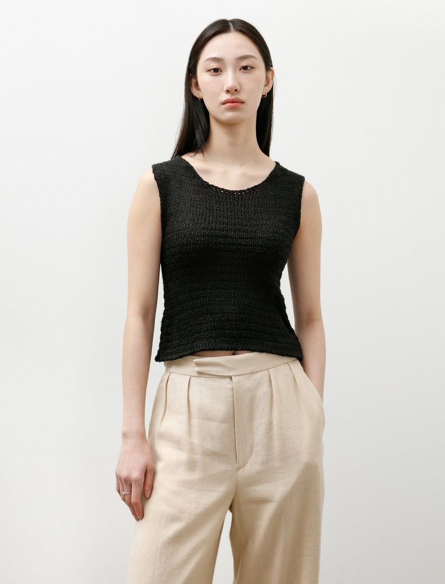 Silk Sleeveless Knit Top Black - Image 1