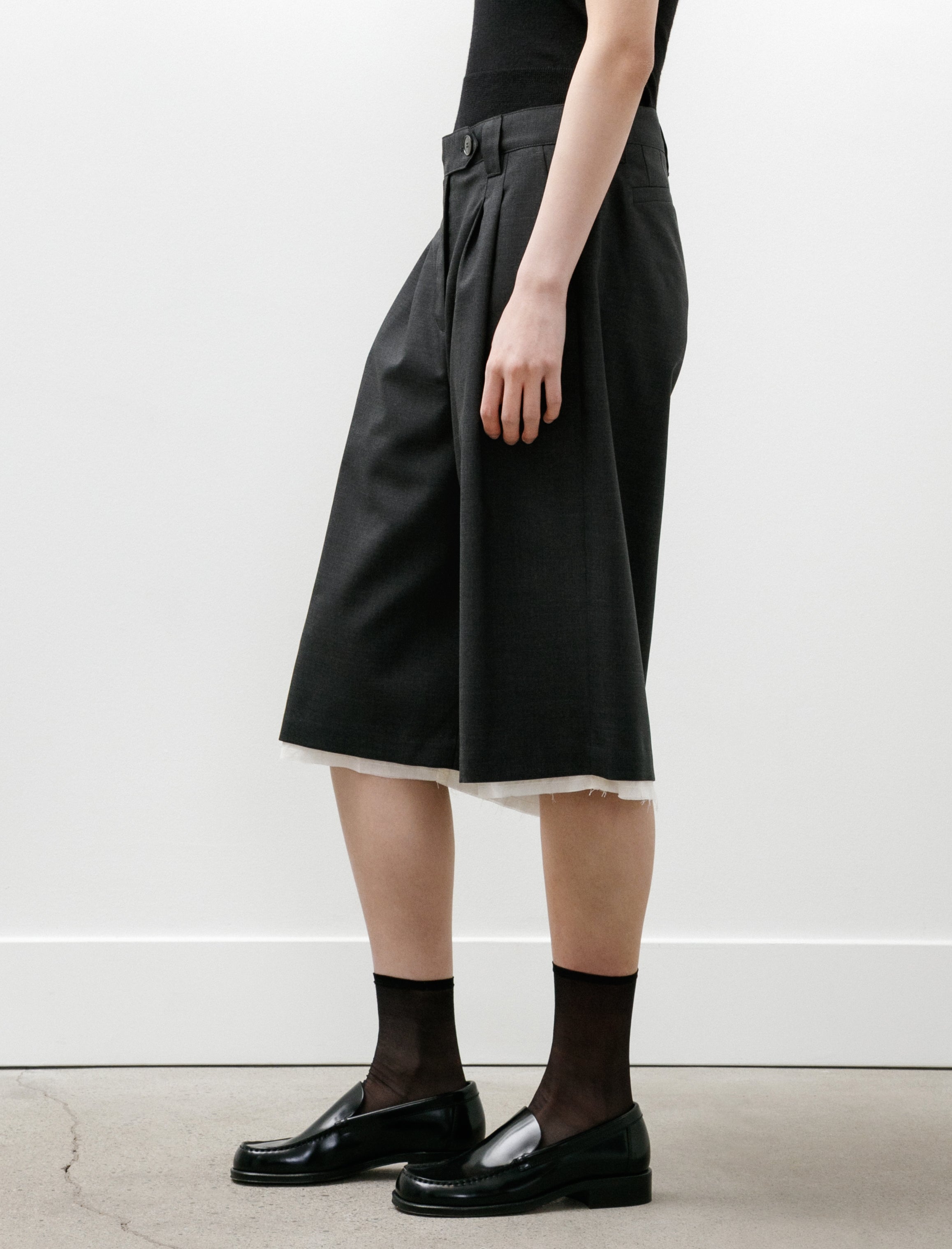 mfpen Slash Shorts Dark Grey Tropical Wool