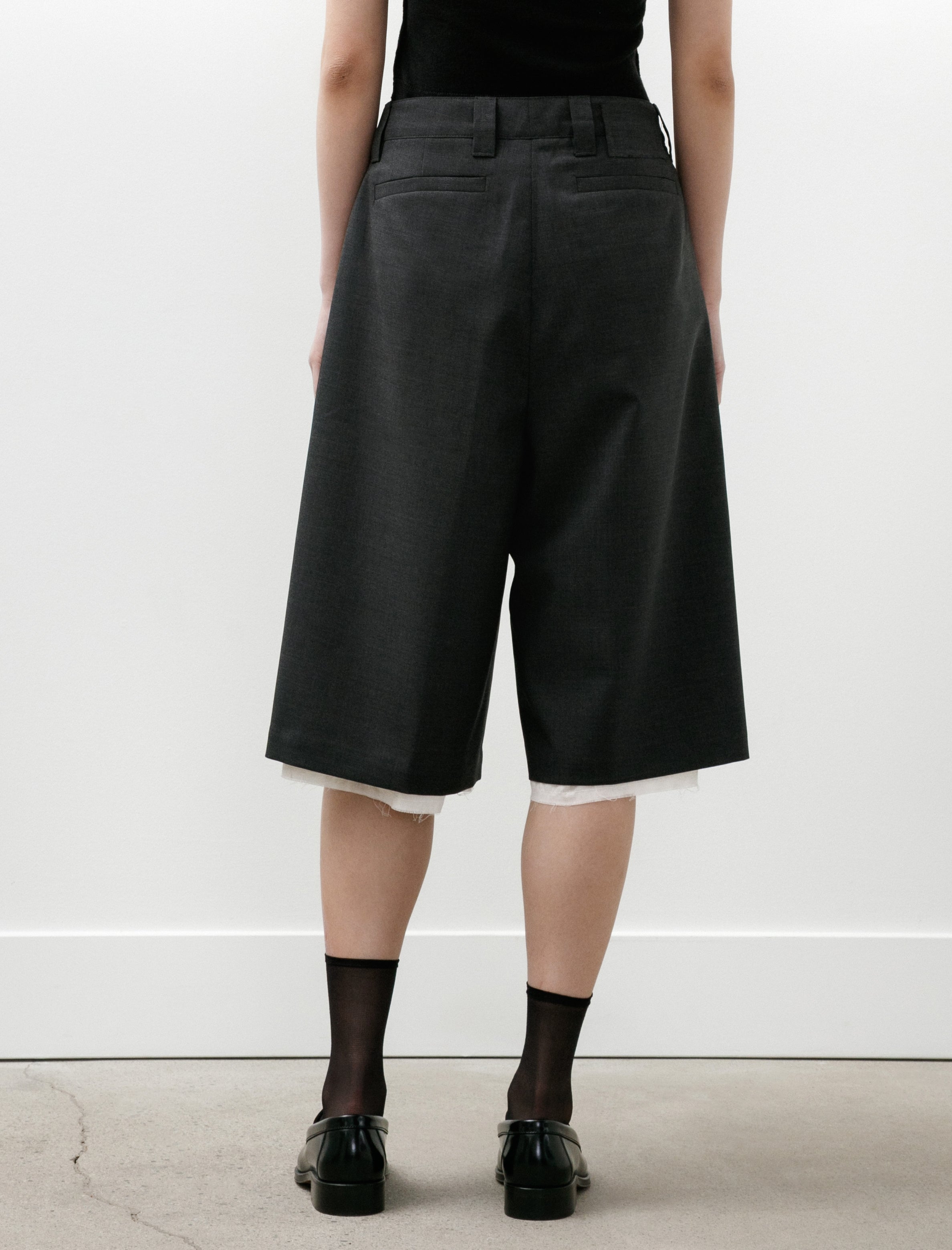 mfpen Slash Shorts Dark Grey Tropical Wool