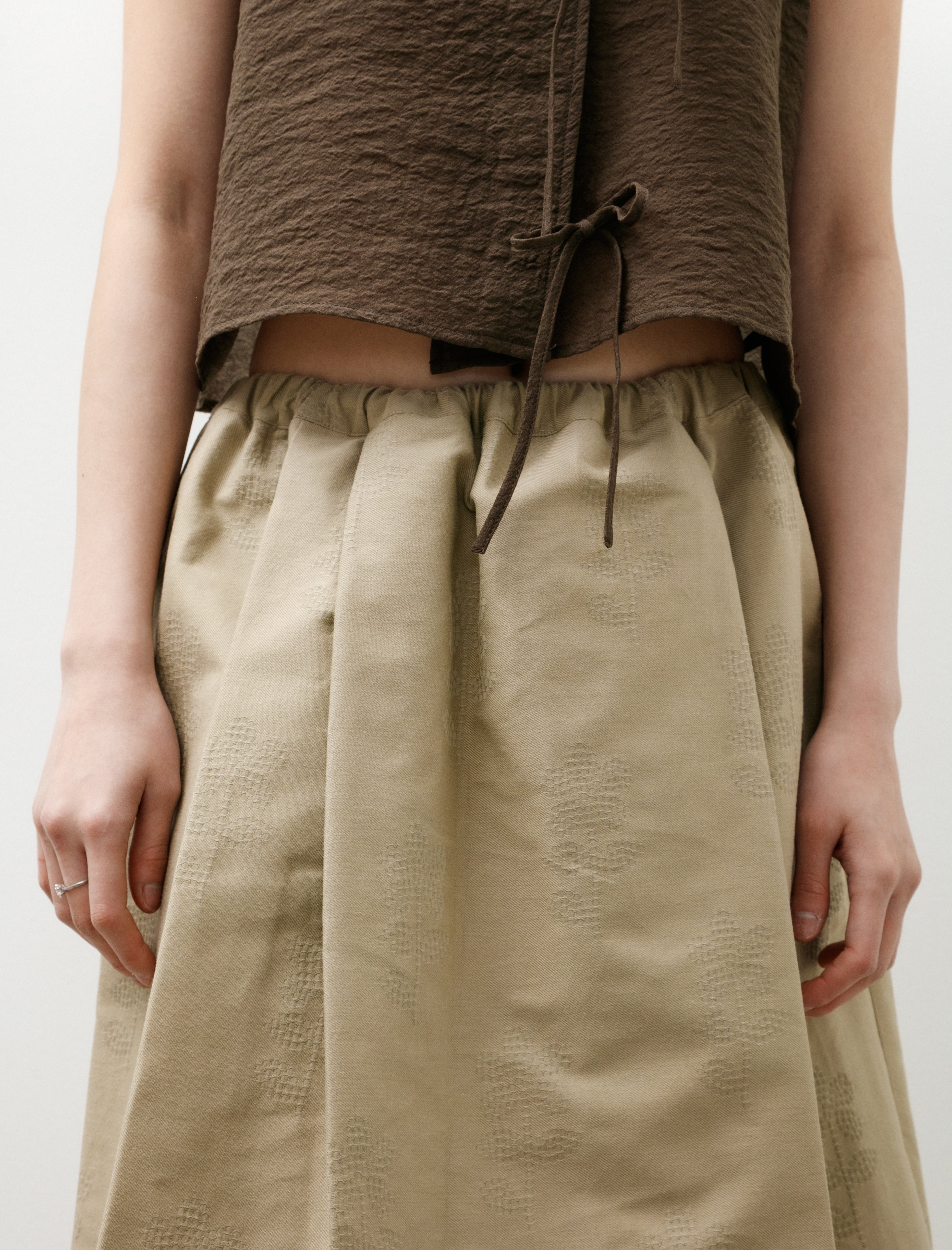 Eleph Sky Skirt Khaki Flower