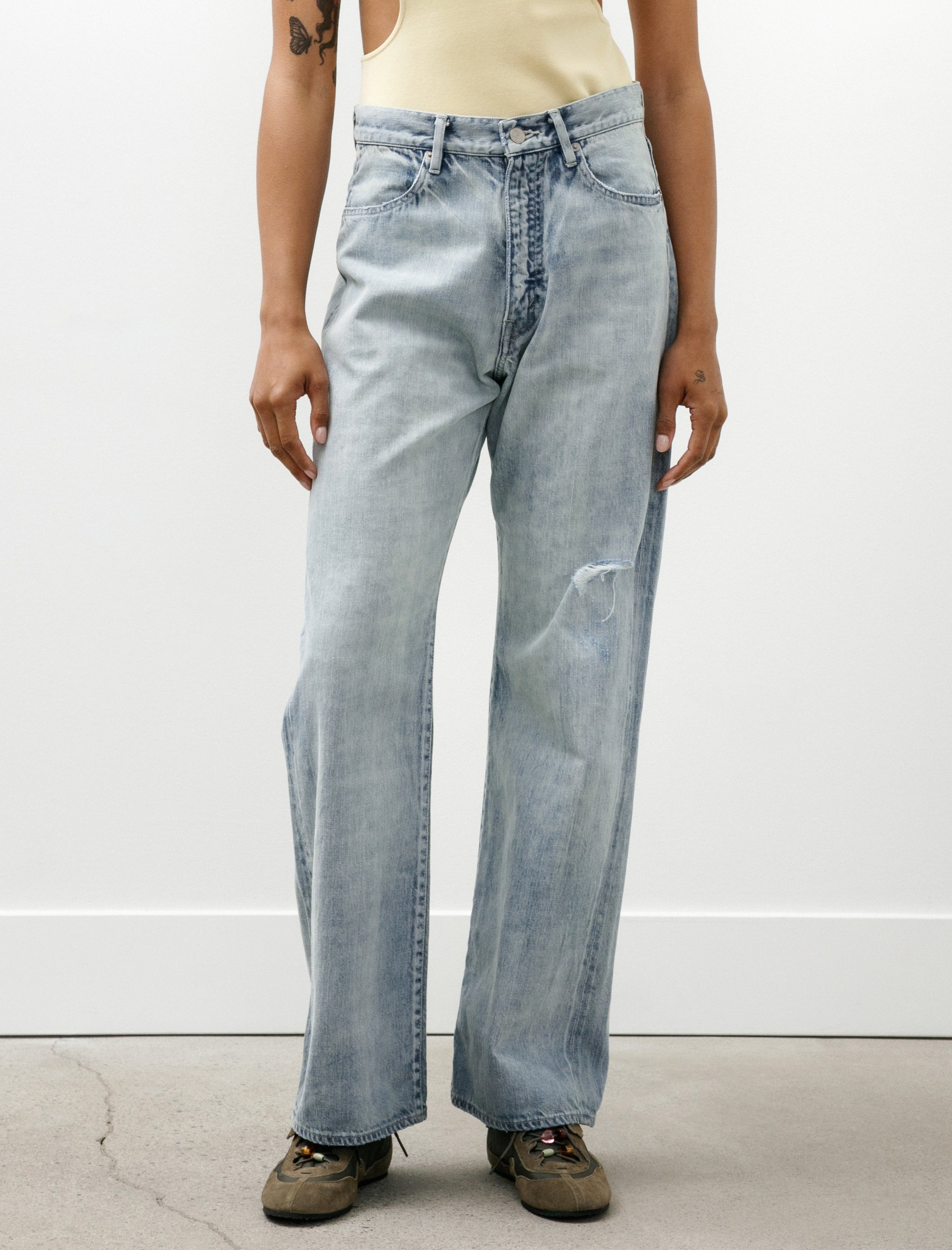 パンツ auralee SELVEDGE FADED LIGHT DENIMPANTS Auralee Faded Selvedge Light Denim Pants Light Indigo – Neighbour