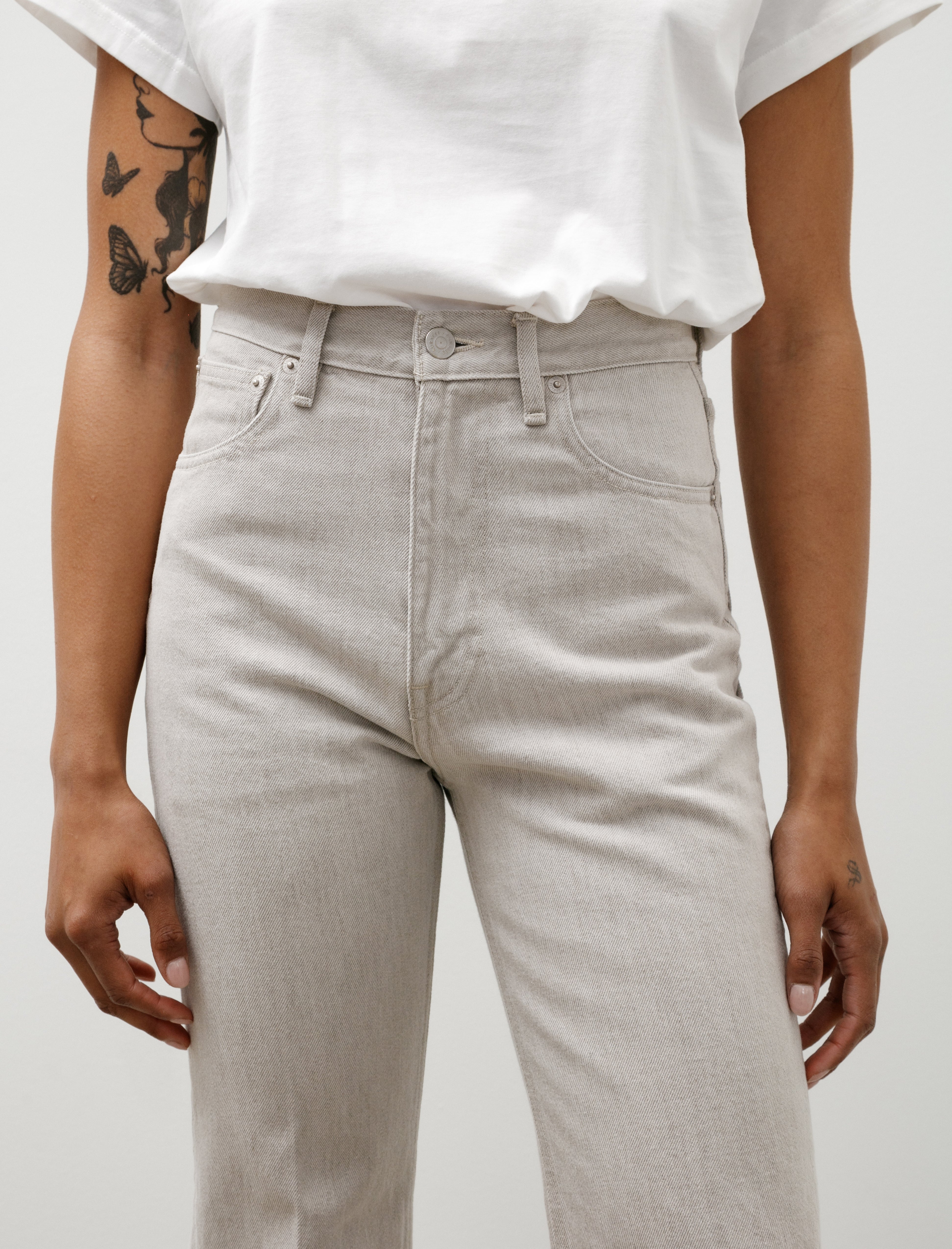 Auralee Faded Hard Twist Brown Denim 5P Pants Light Grey