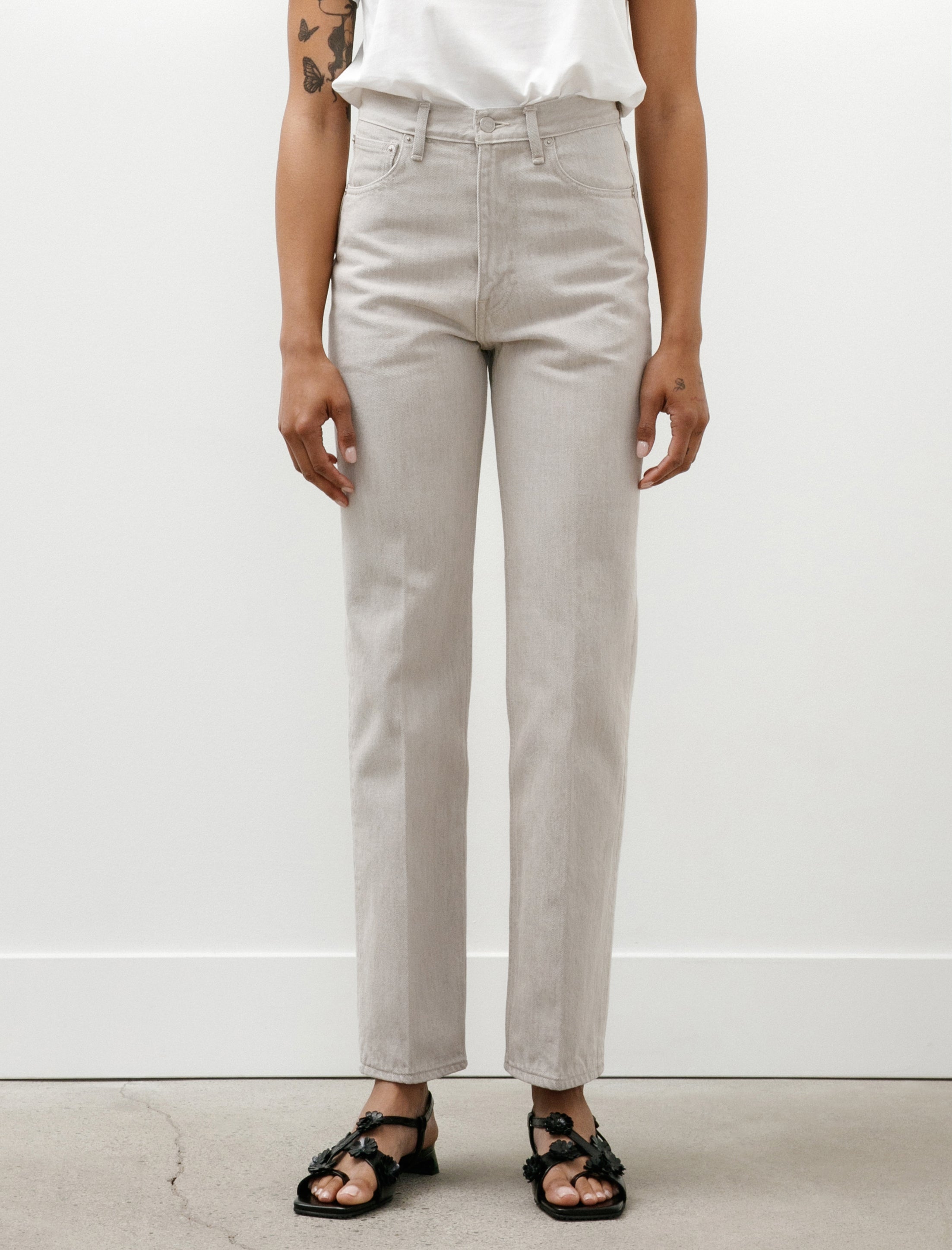Auralee Faded Hard Twist Brown Denim 5P Pants Light Grey