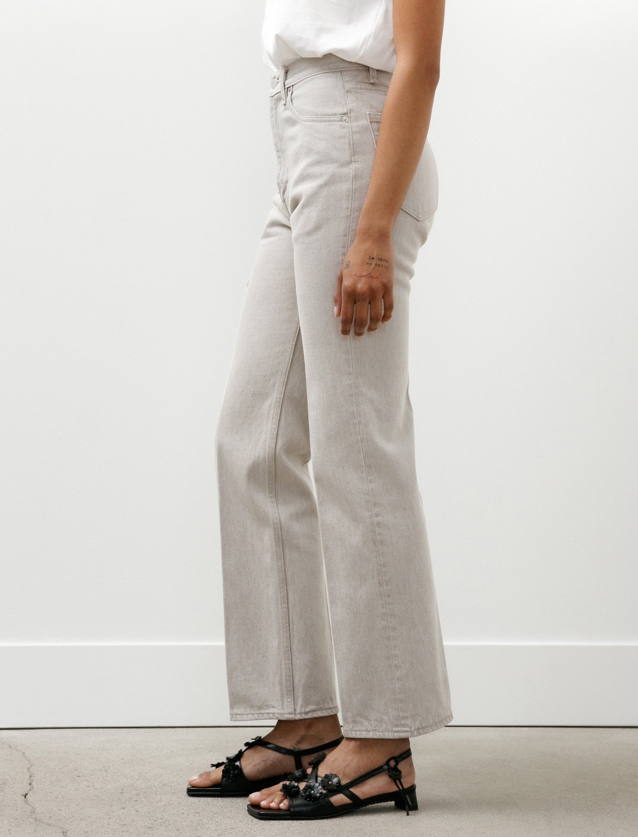 Auralee Faded Hard Twist Brown Denim 5P Pants Light Grey