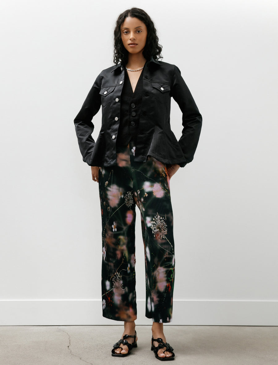 Peplum Poly Jean Jacket Black - Image 1