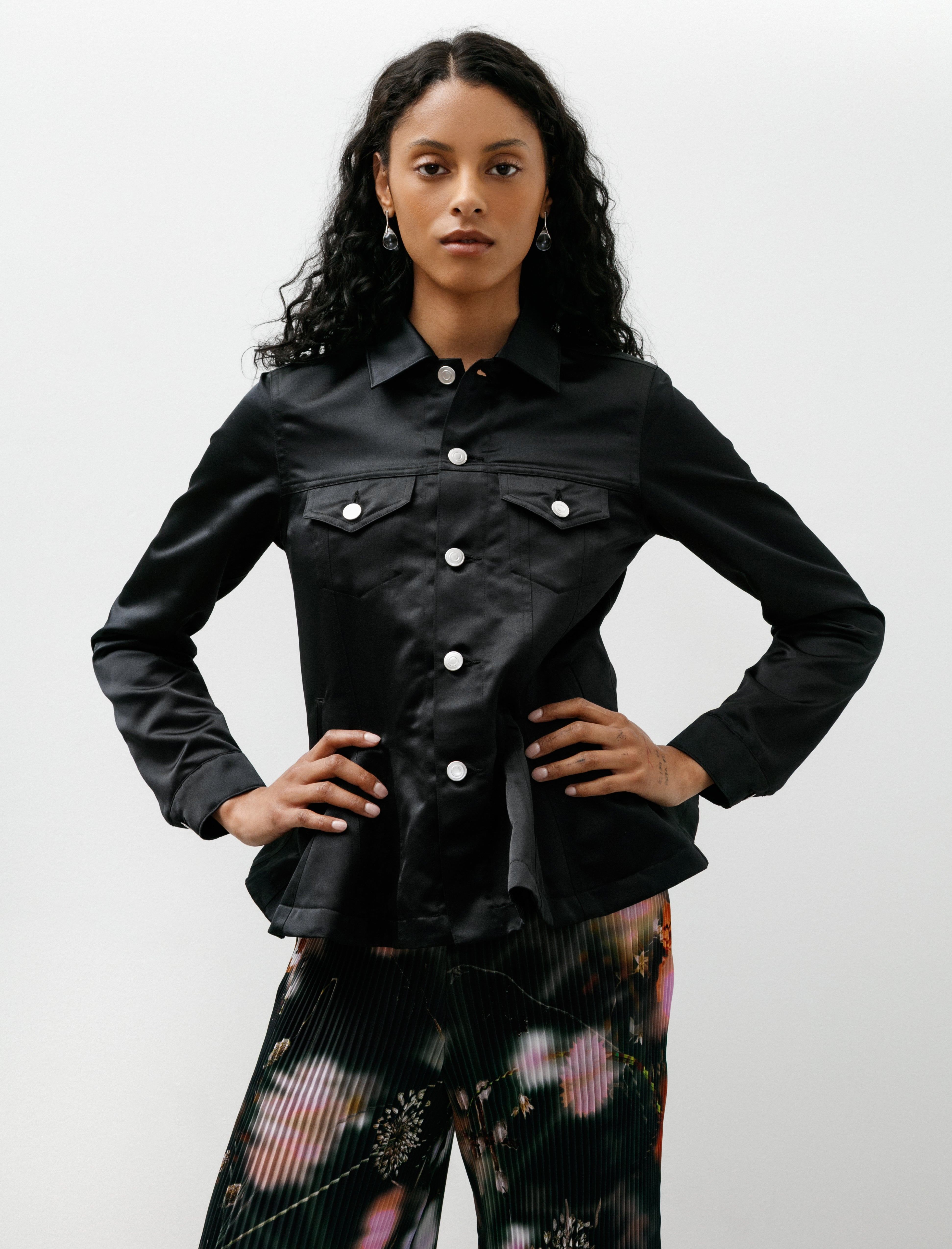 Comme des Garçons Comme des Garçons Peplum Poly Jean Jacket Black