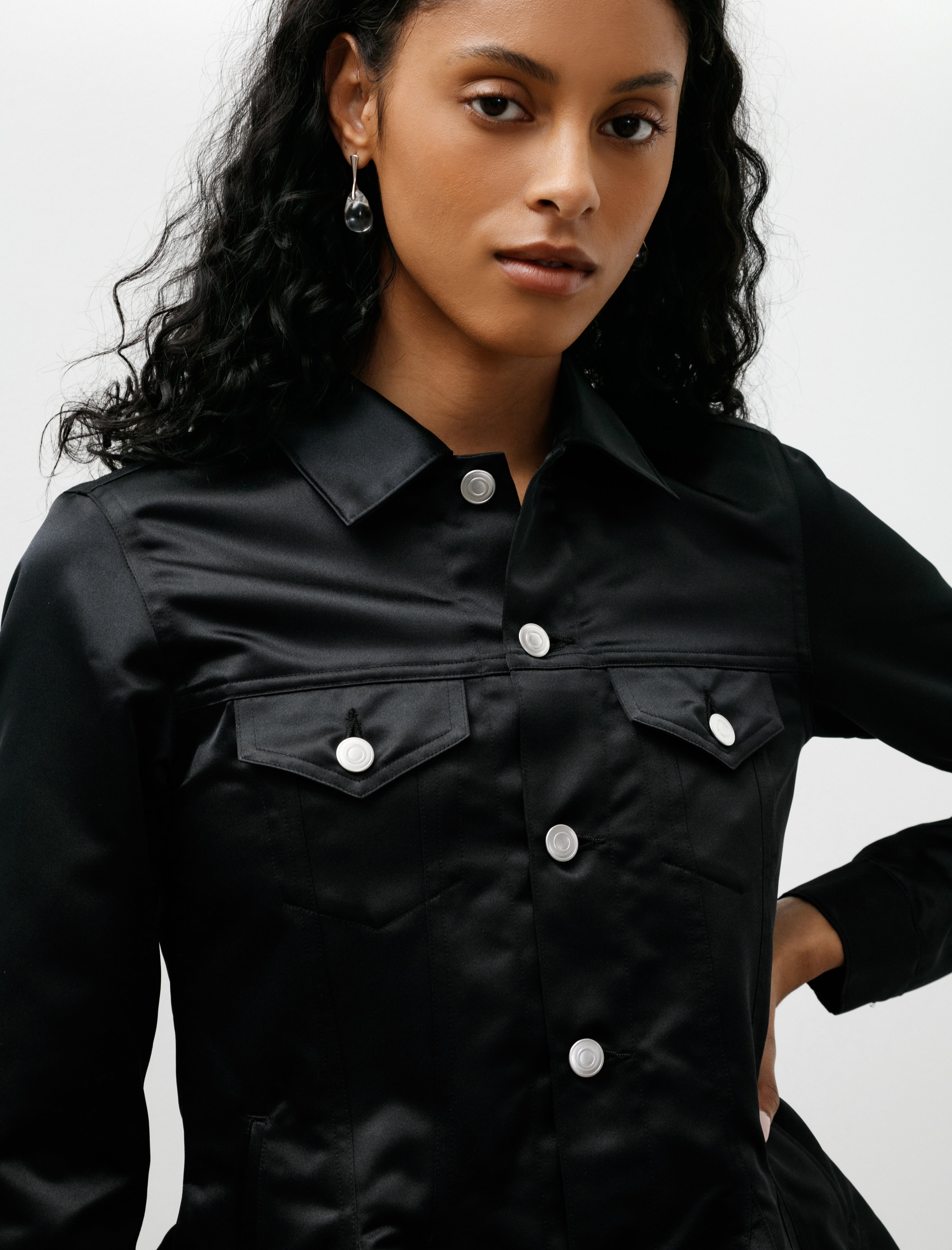Comme des Garçons Comme des Garçons Peplum Poly Jean Jacket Black