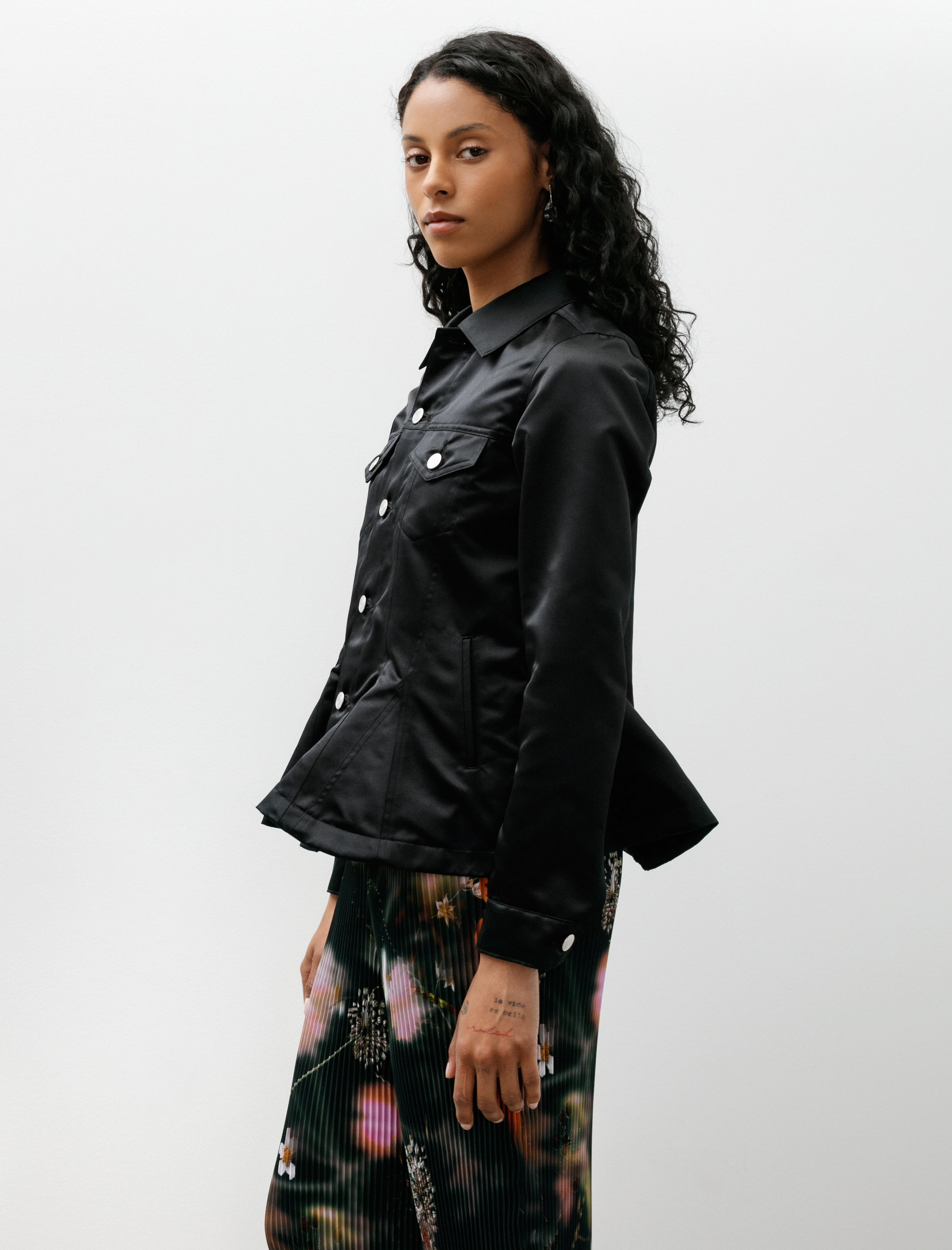 Comme des Garçons Comme des Garçons Peplum Poly Jean Jacket Black