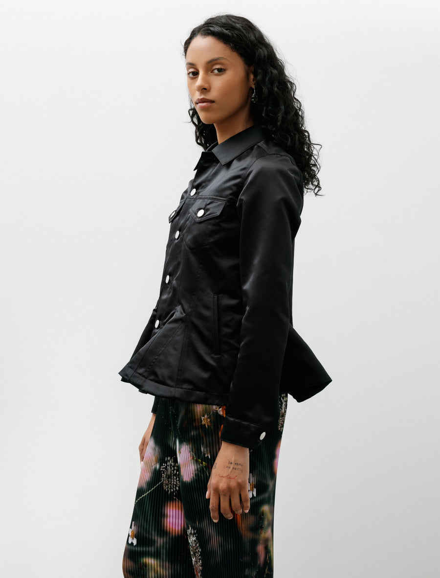 Peplum Poly Jean Jacket Black - Image 4