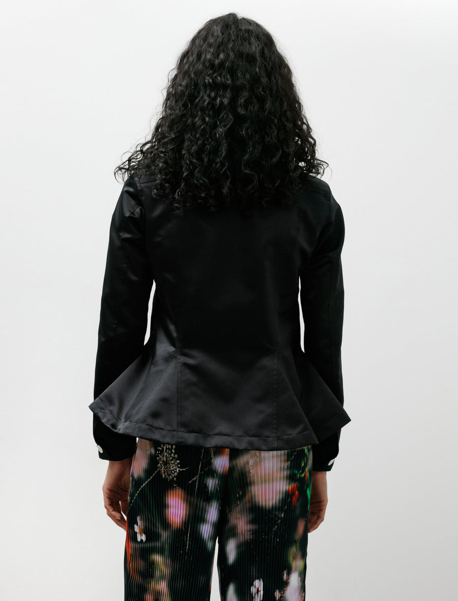 Peplum Poly Jean Jacket Black - Image 5