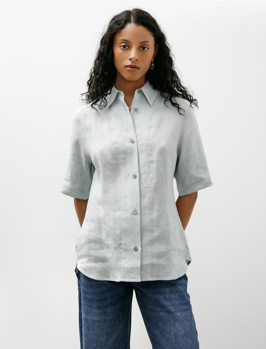 Estes Shirt Soft Slub Linen Spearmint - Image 1