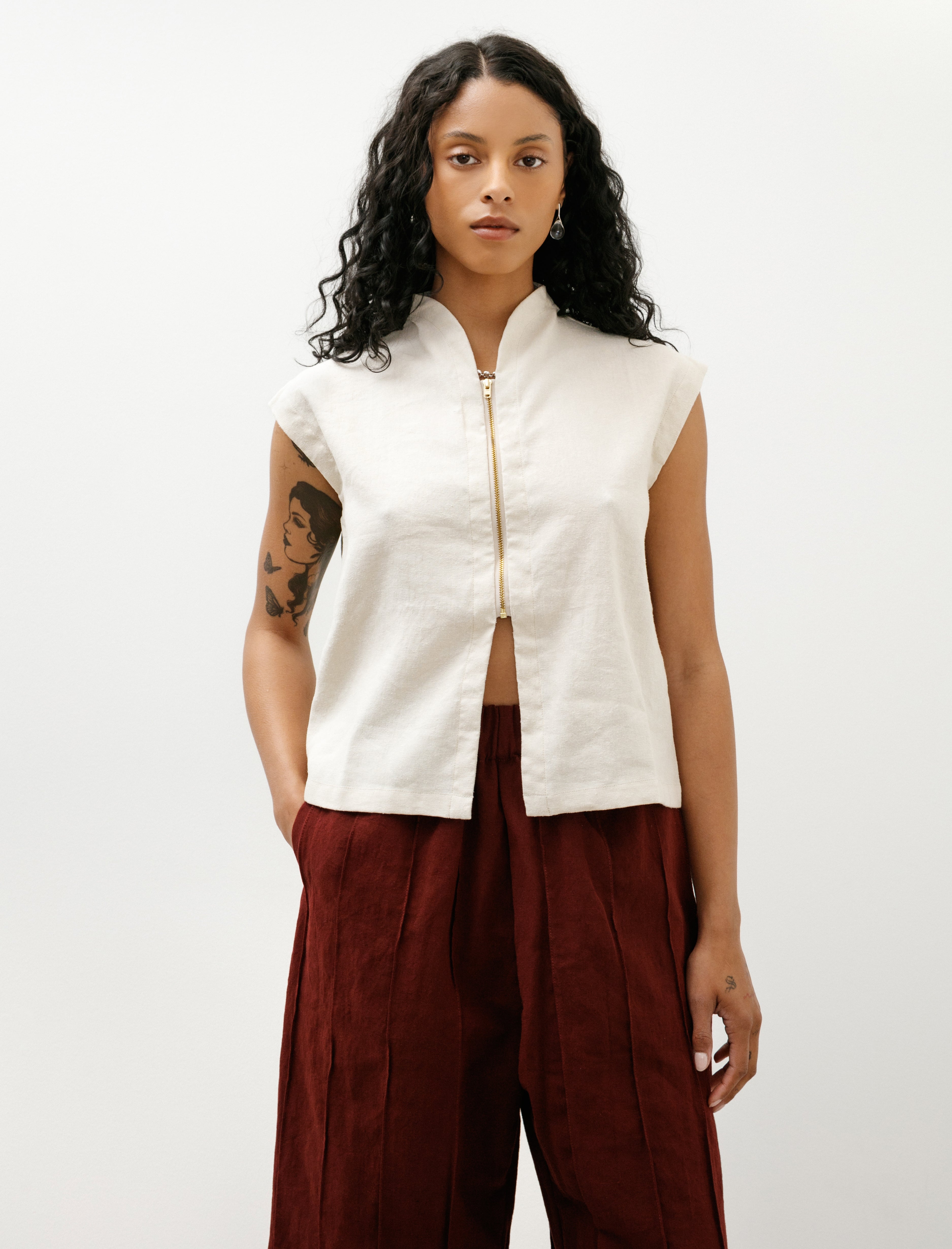 MAN-TLE WR20 Shirt-5 Zip Tank Sand Grosgrain