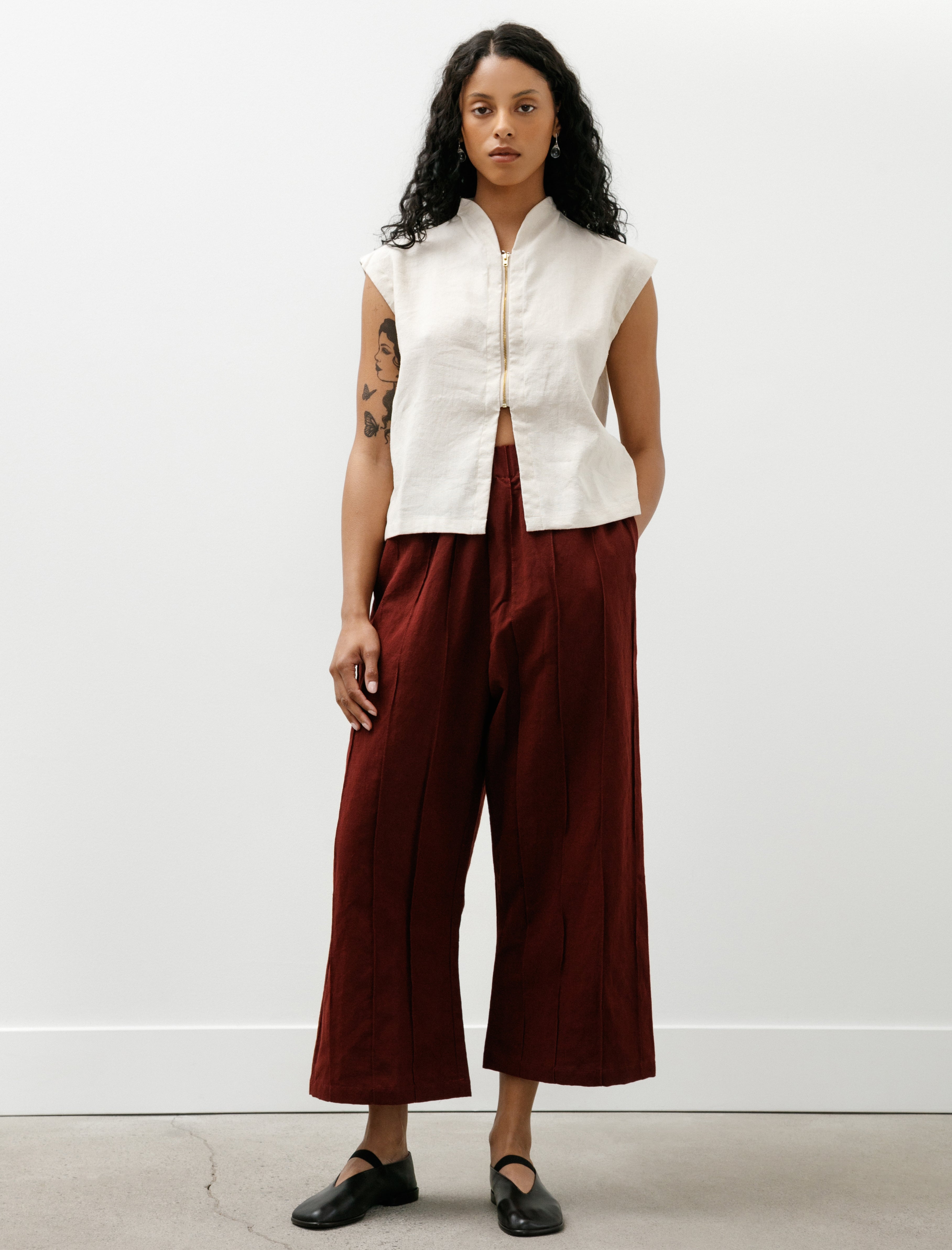 MAN-TLE WR20 Pants-3 Tuck Pants Sap Linen
