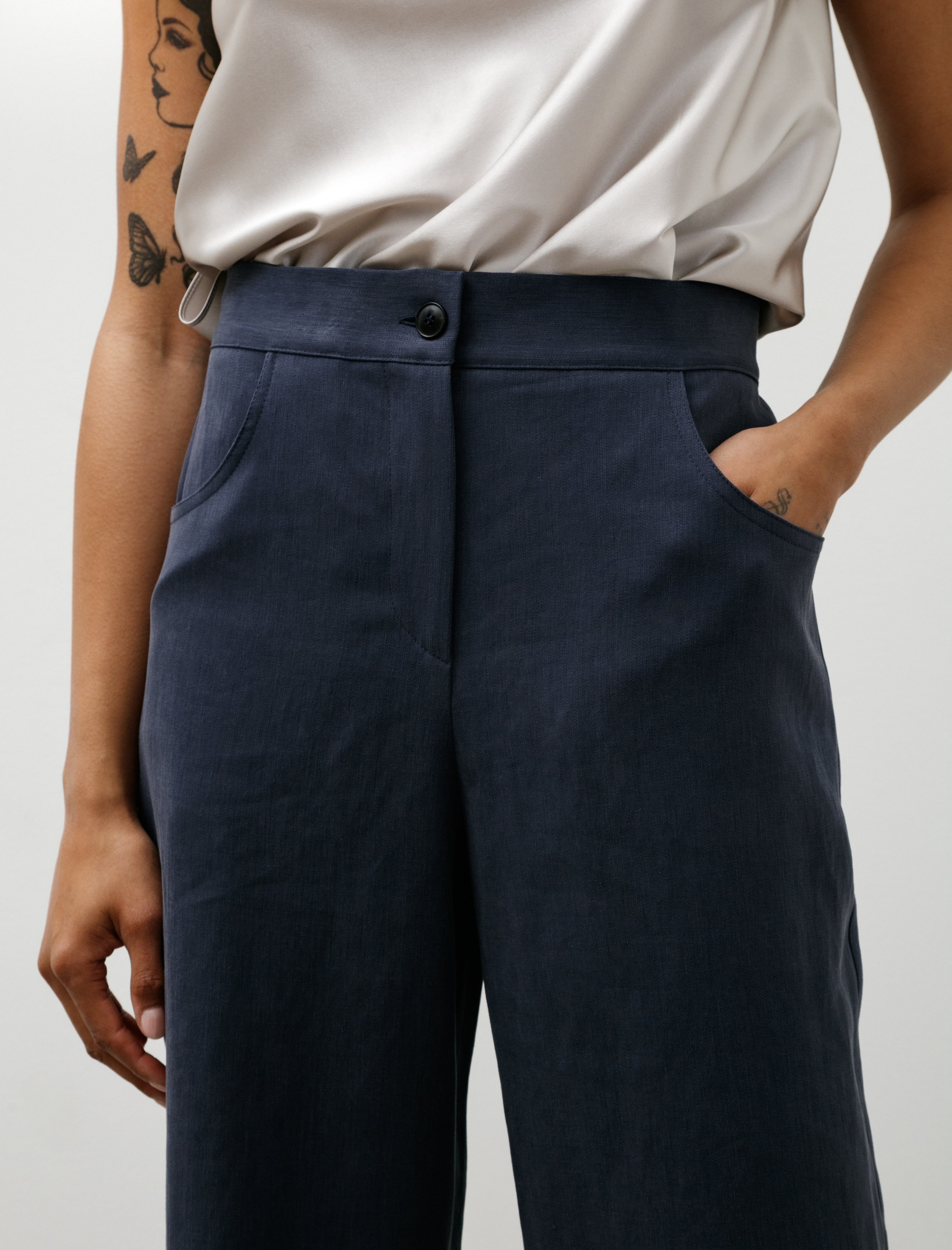 Dušan Full Pants Jeans Satin Linen Pacific