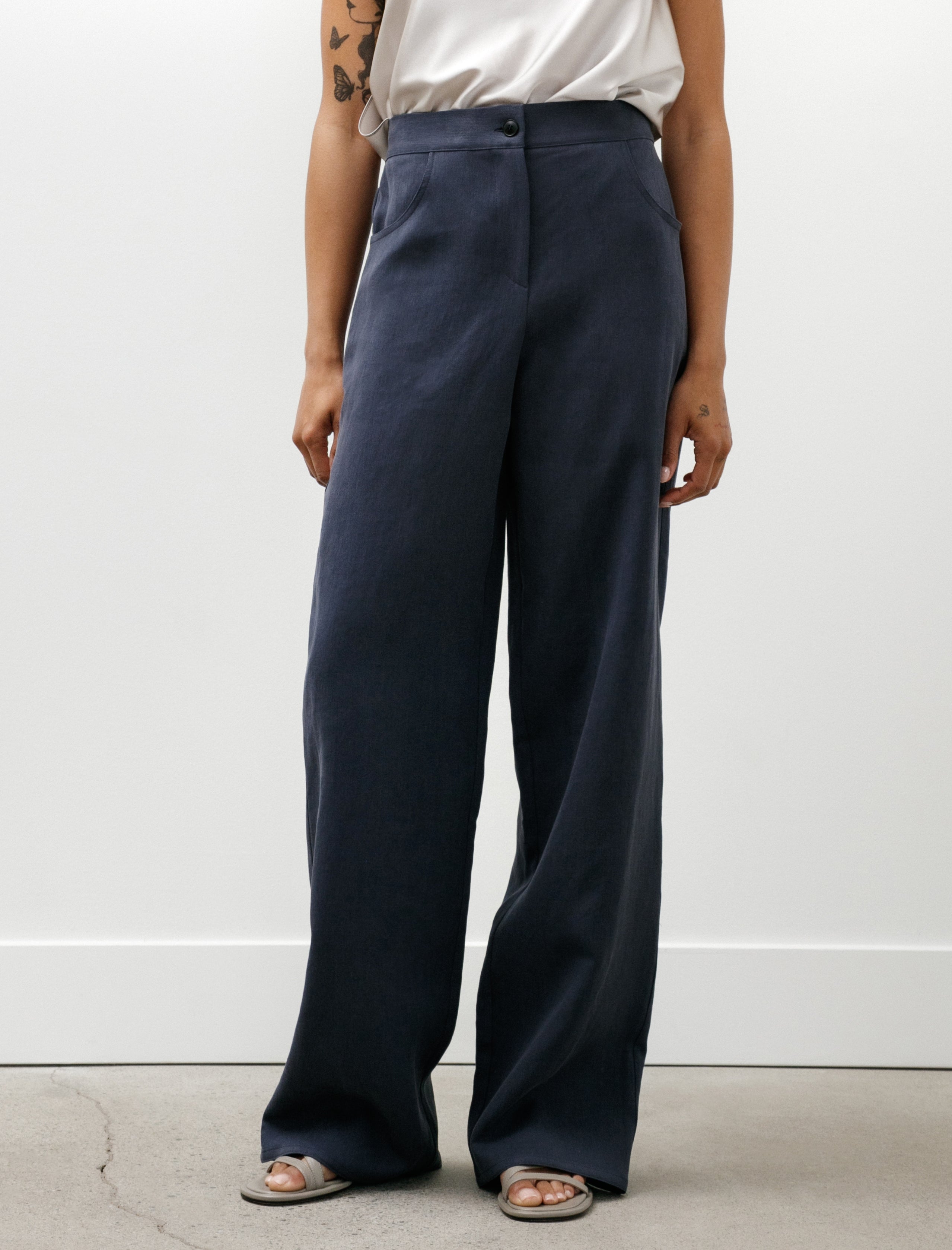 Dušan Full Pants Jeans Satin Linen Pacific