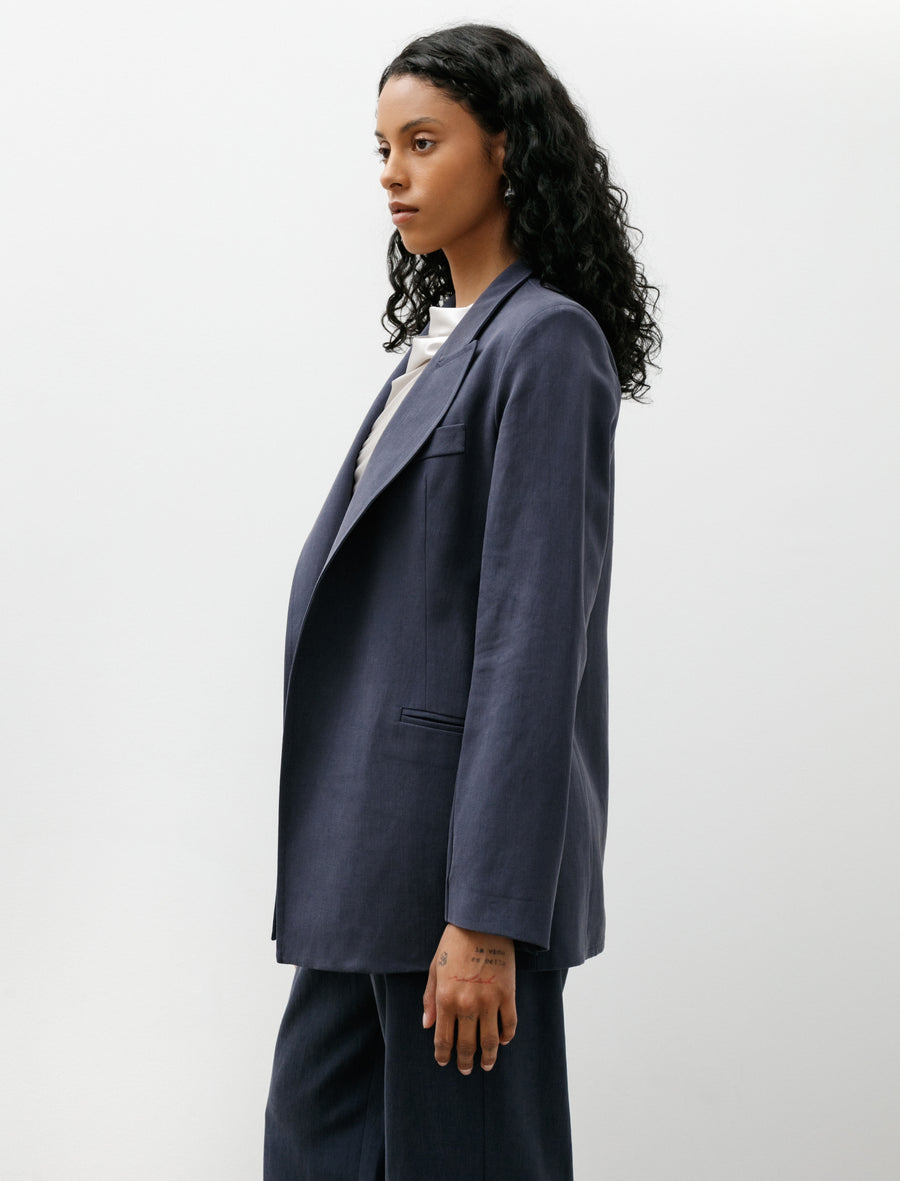 Loose Blazer Satin Linen Pacific - Image 3