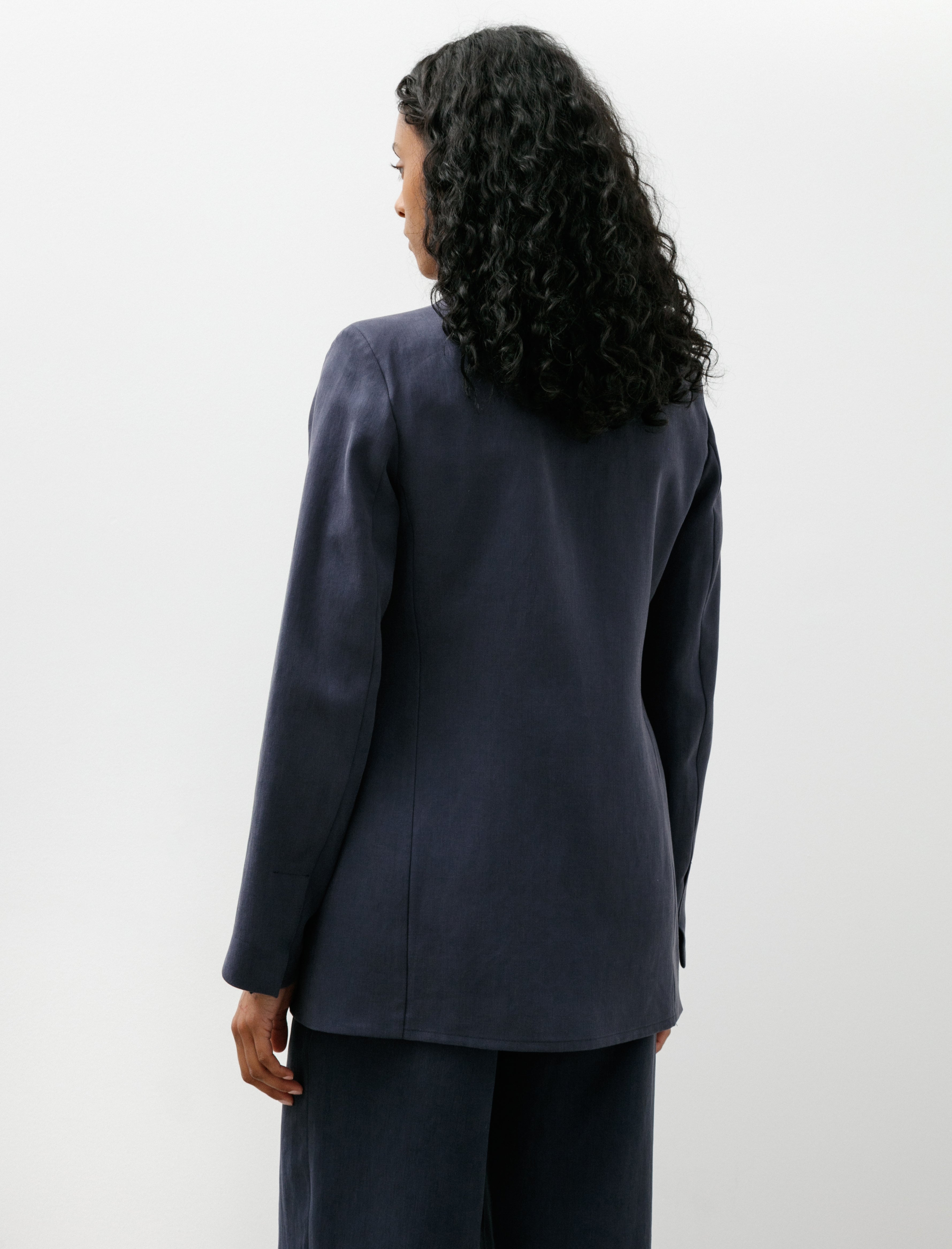 Dušan Loose Blazer Satin Linen Pacific