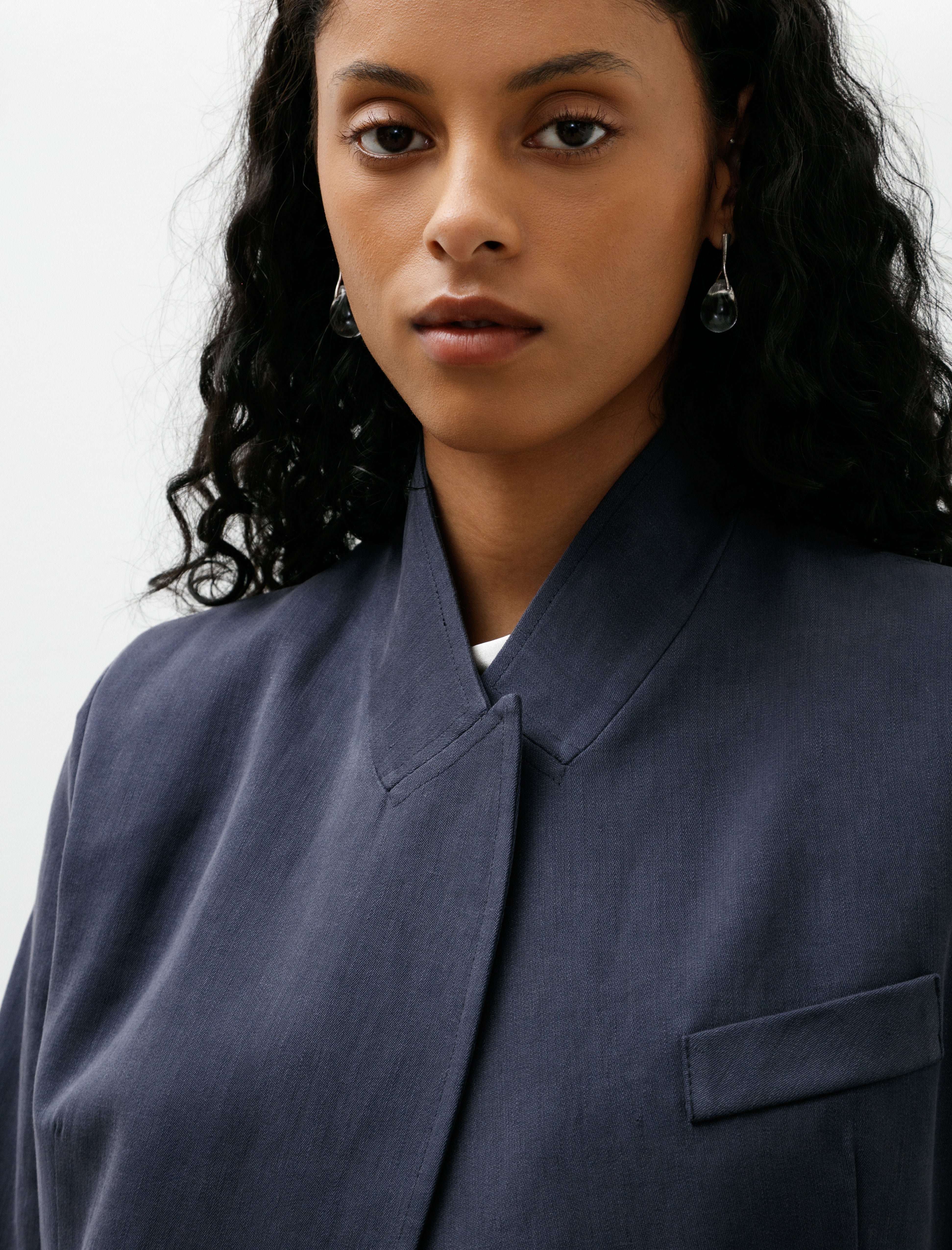 Dušan Loose Blazer Satin Linen Pacific
