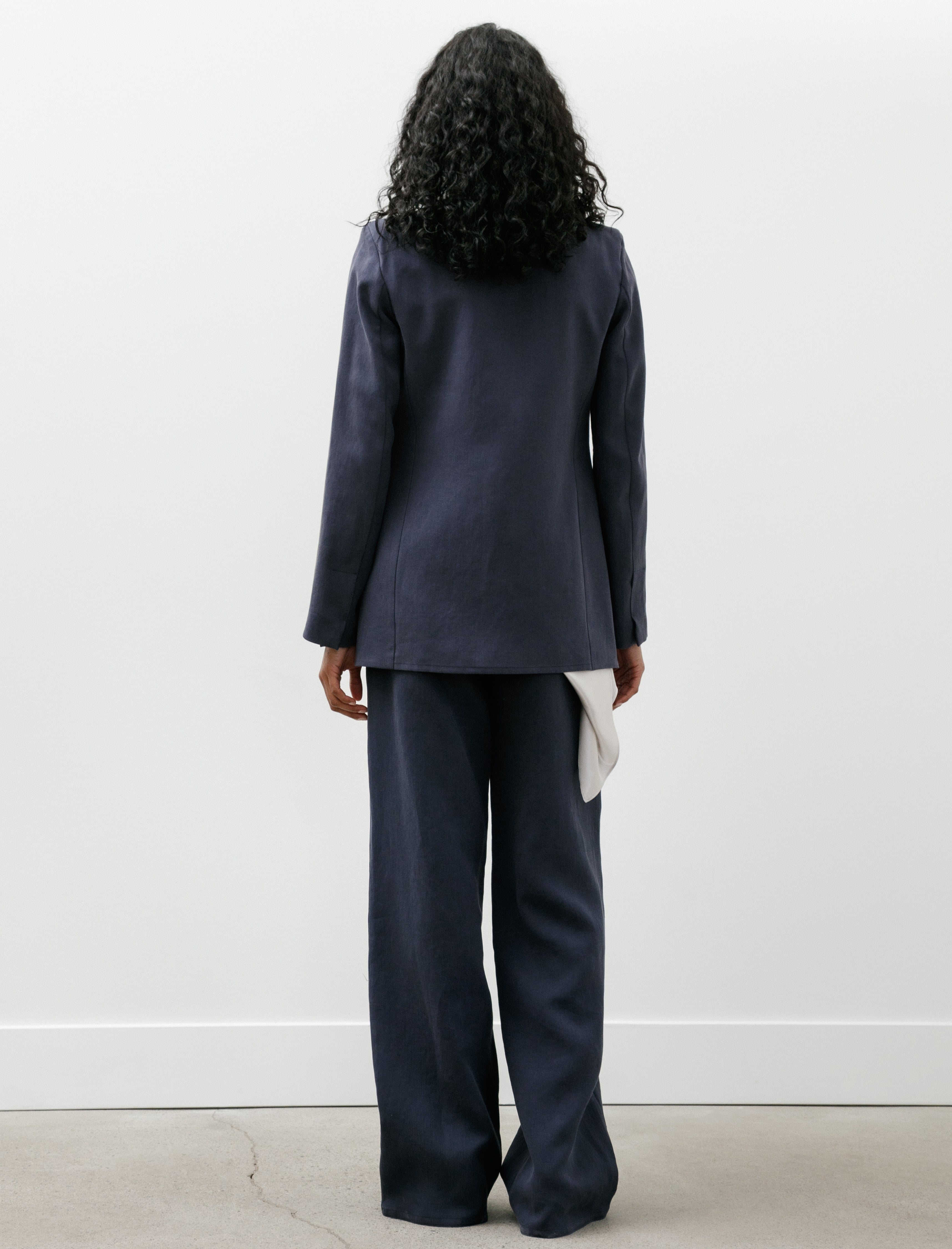 Dušan Loose Blazer Satin Linen Pacific