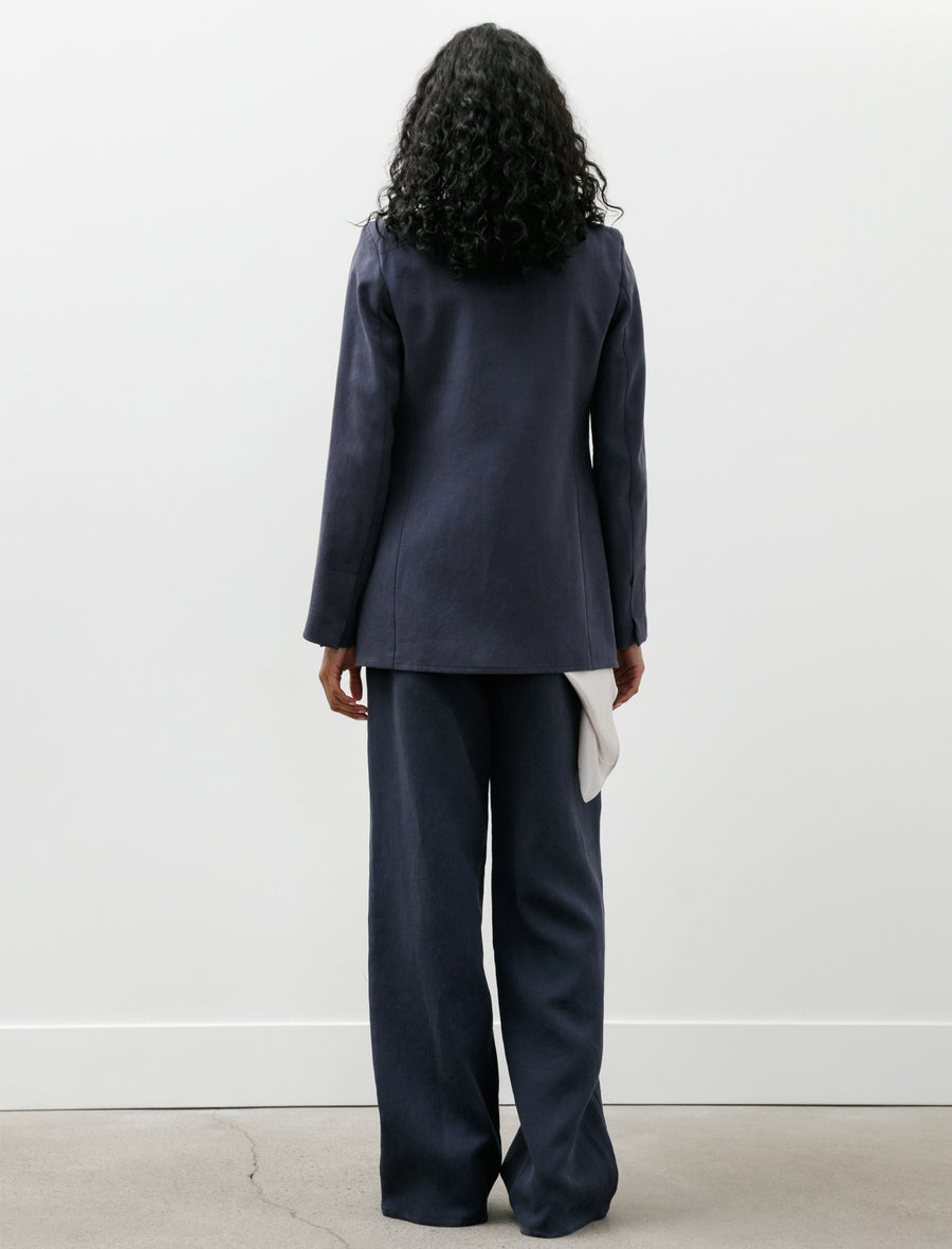Loose Blazer Satin Linen Pacific - Image 7
