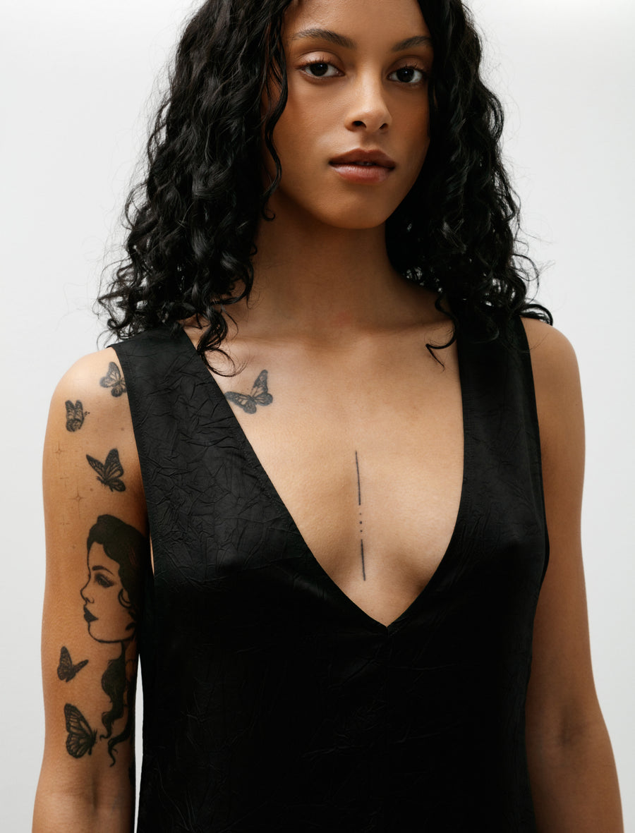 V Neck Long Dress Black - Image 6