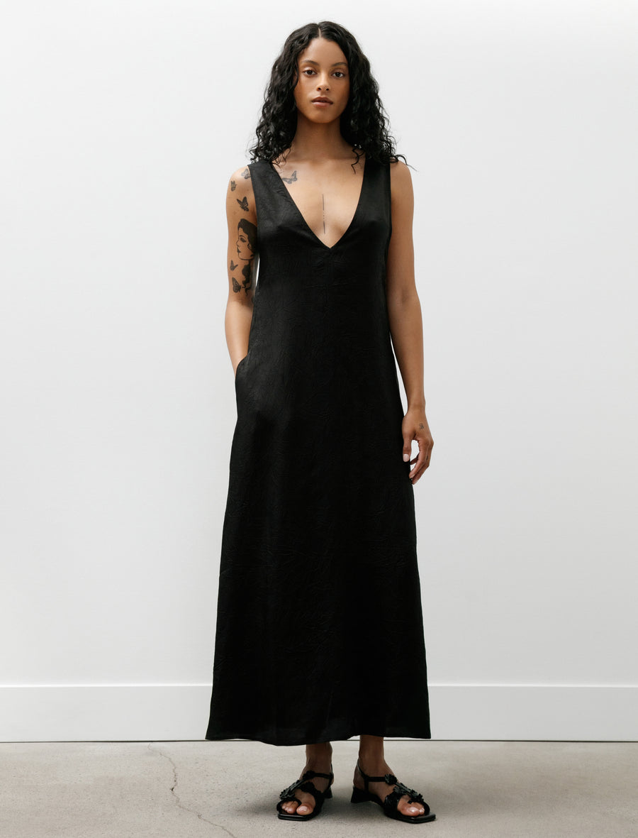 V Neck Long Dress Black - Image 3