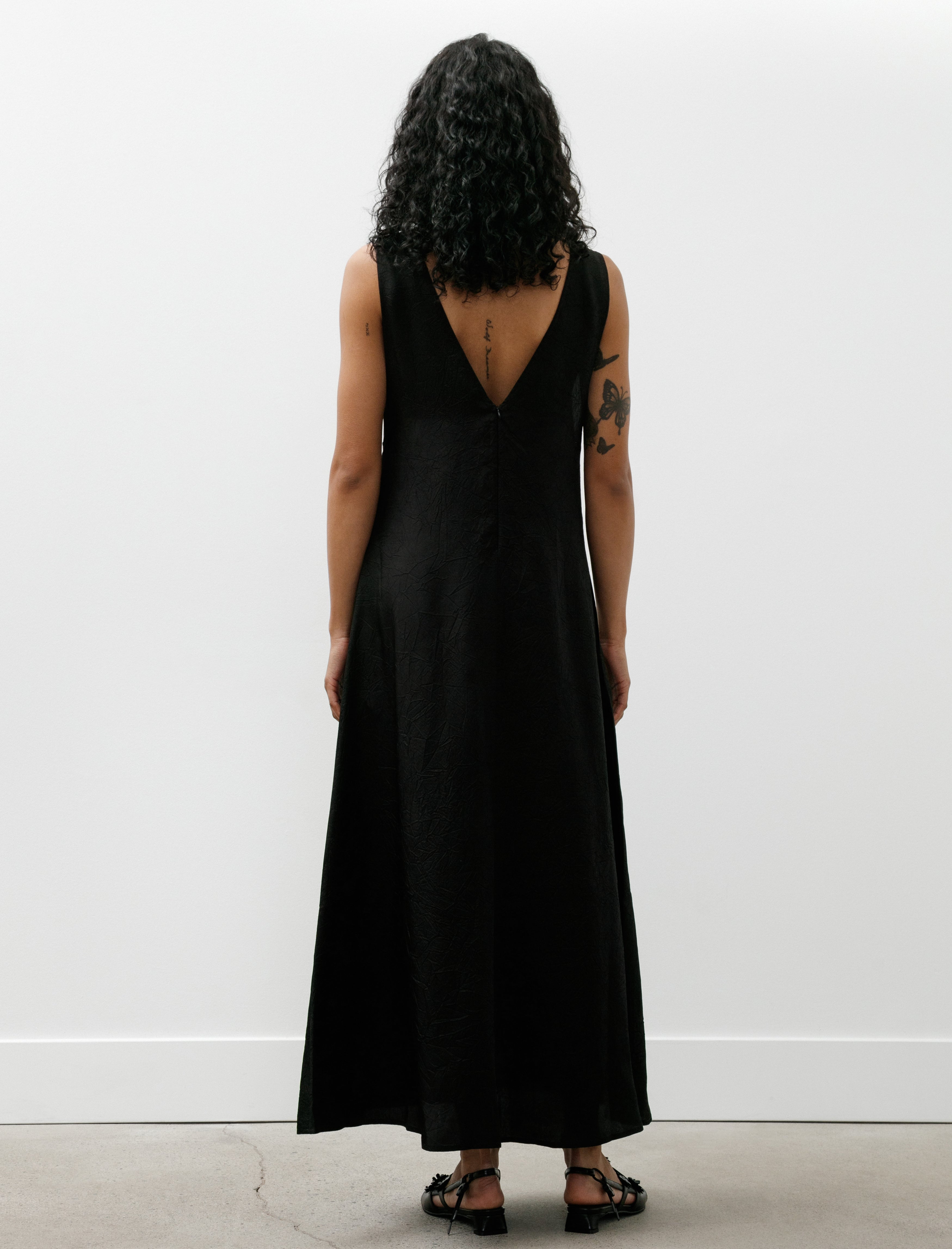 Cristaseya V Neck Long Dress Black