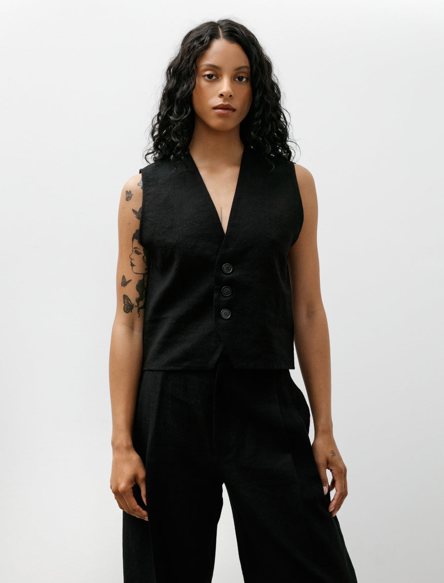 Button Down Vest Black - Image 1
