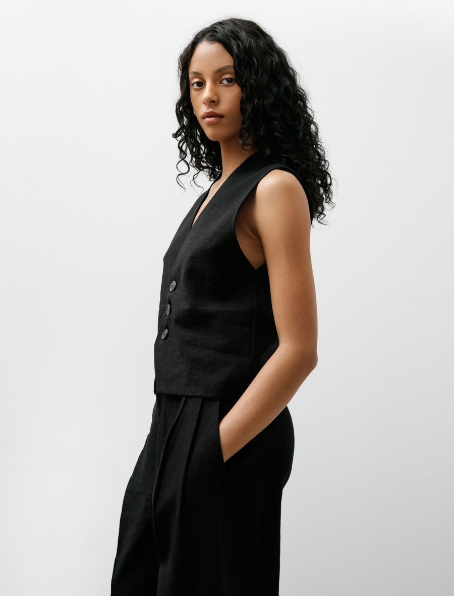 Button Down Vest Black - Image 2