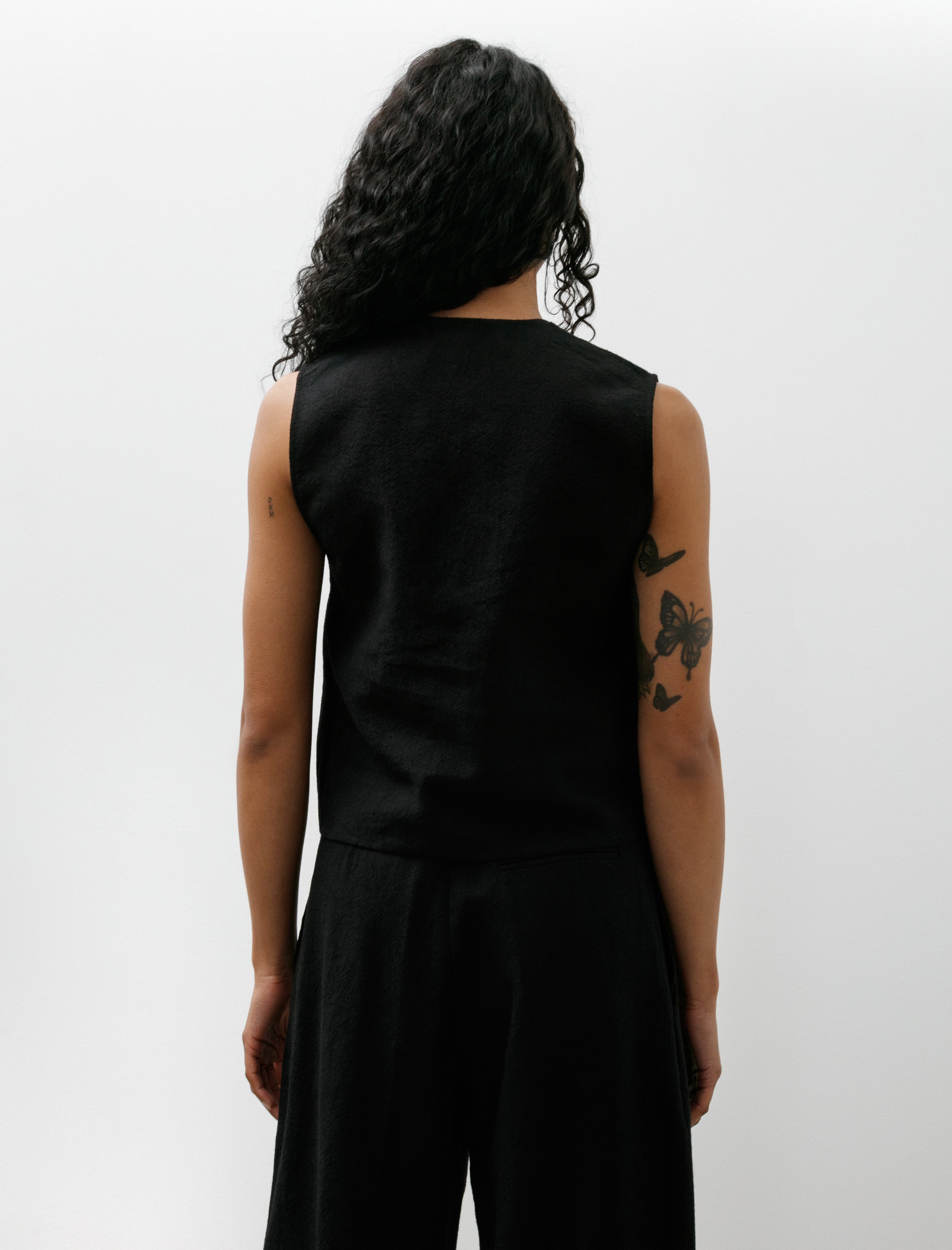 Cristaseya Button Down Vest Black