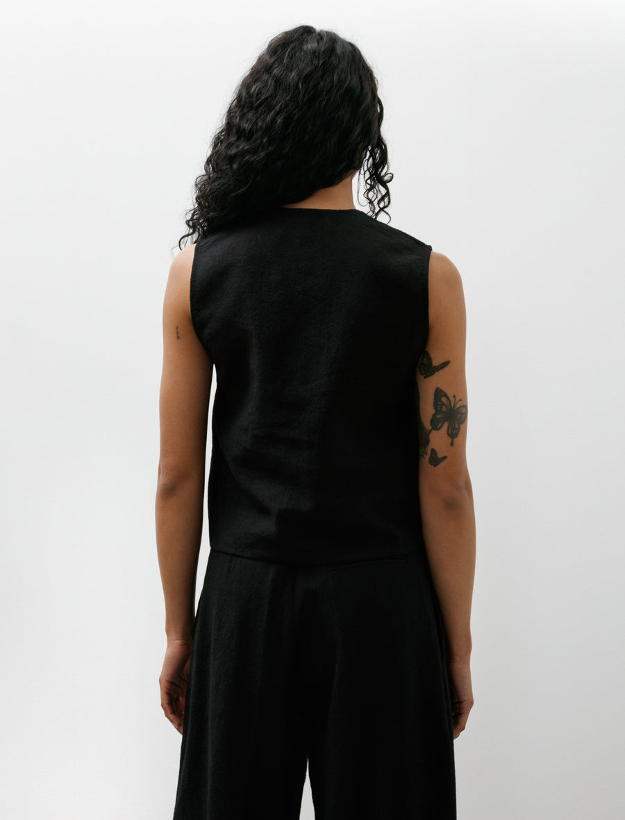 Button Down Vest Black - Image 3