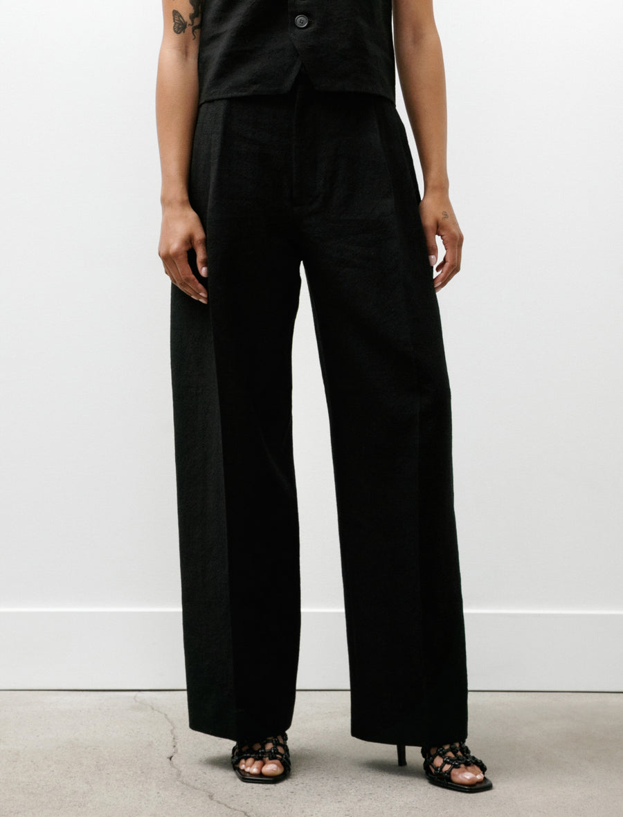 Double Pleated Wide Pants Crepe Black - Image 2