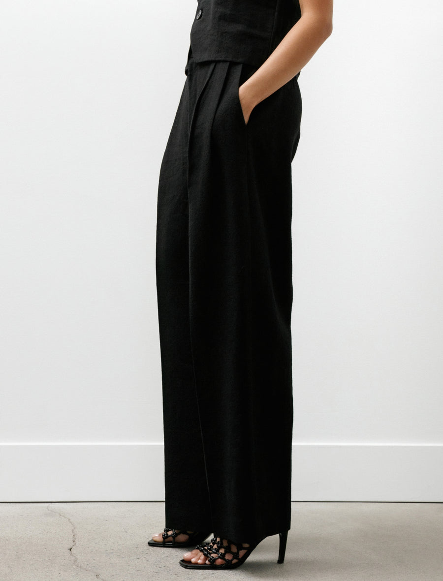 Cristaseya Double Pleated Wide Pants Crepe Black – Neighbour