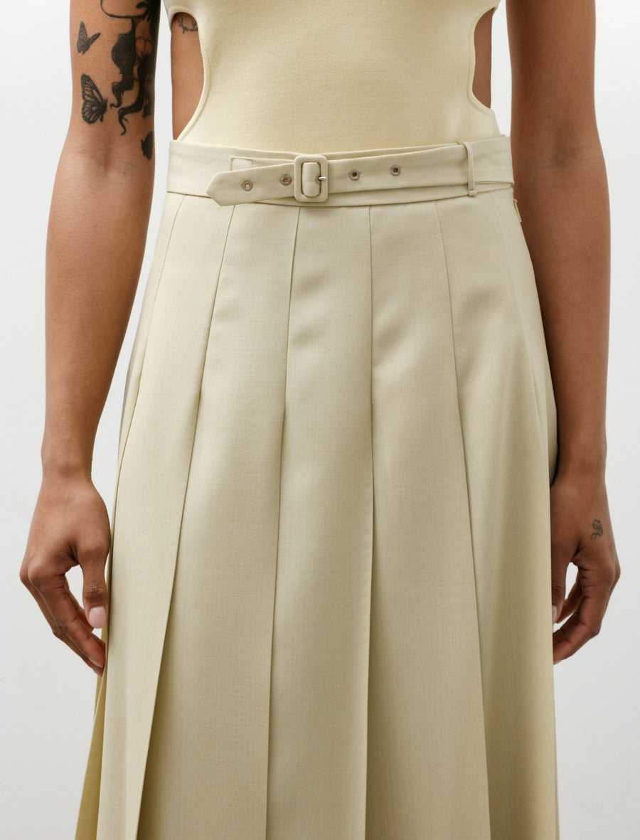 Wool Kid Mohair Hopsack Pleated Skirt Dusty Beige - Image 7