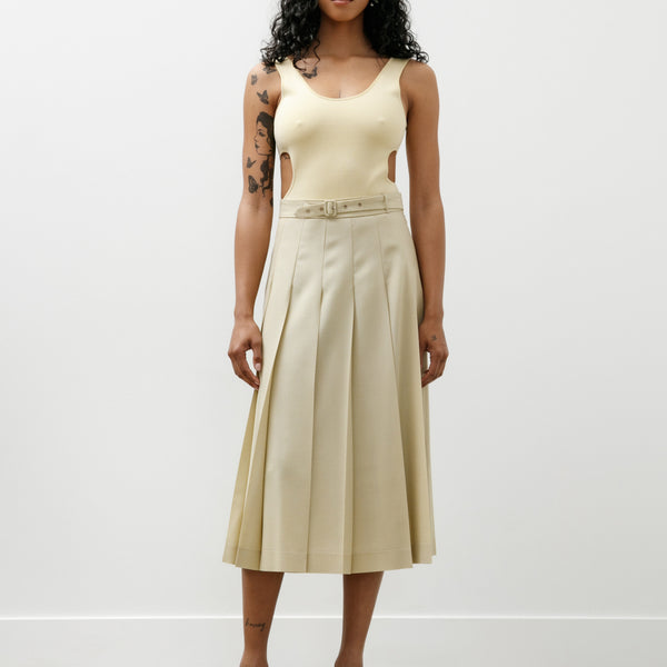Auralee Wool Kid Mohair Hopsack Pleated Skirt Dusty Beige – Neighbour