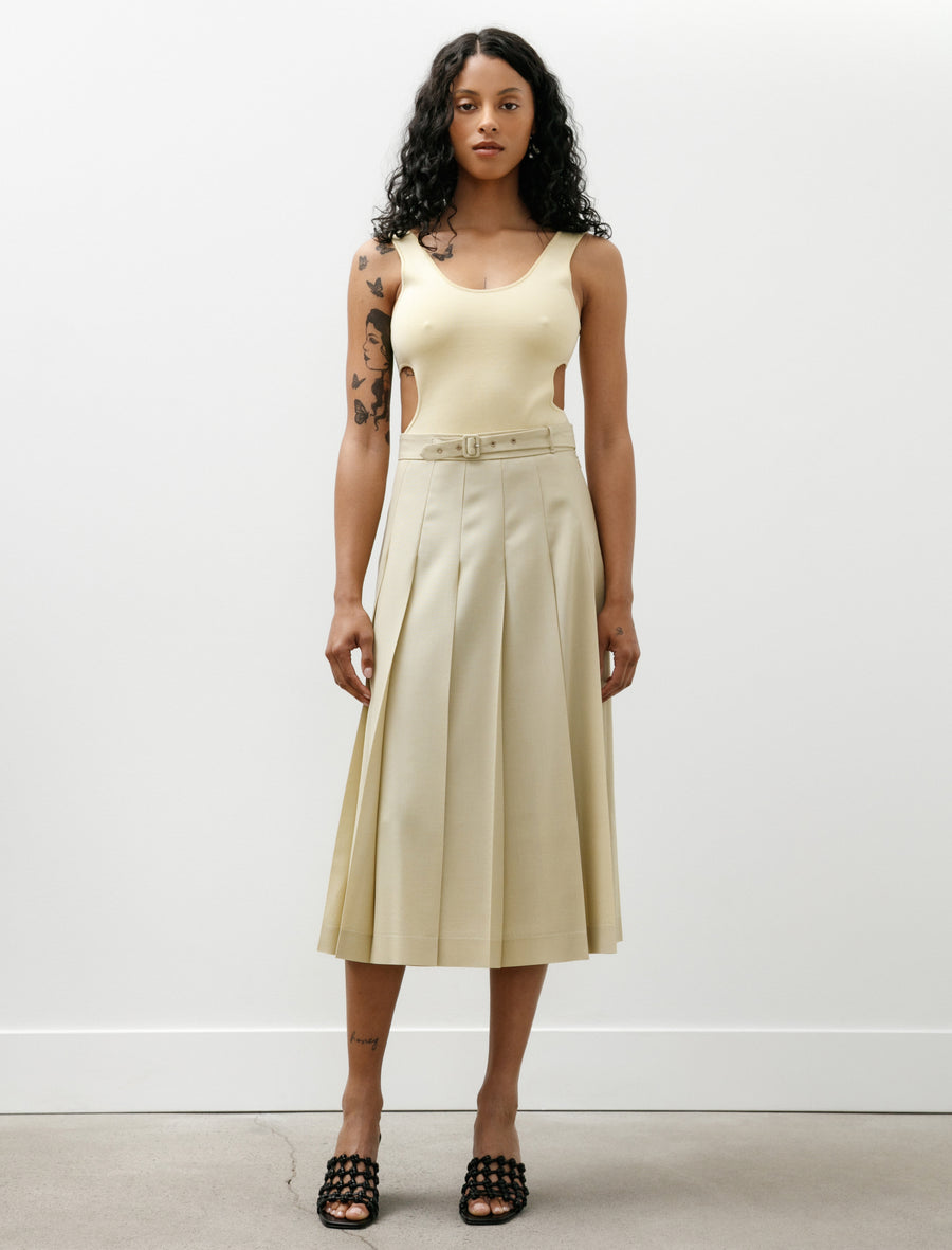 Wool Kid Mohair Hopsack Pleated Skirt Dusty Beige - Image 1