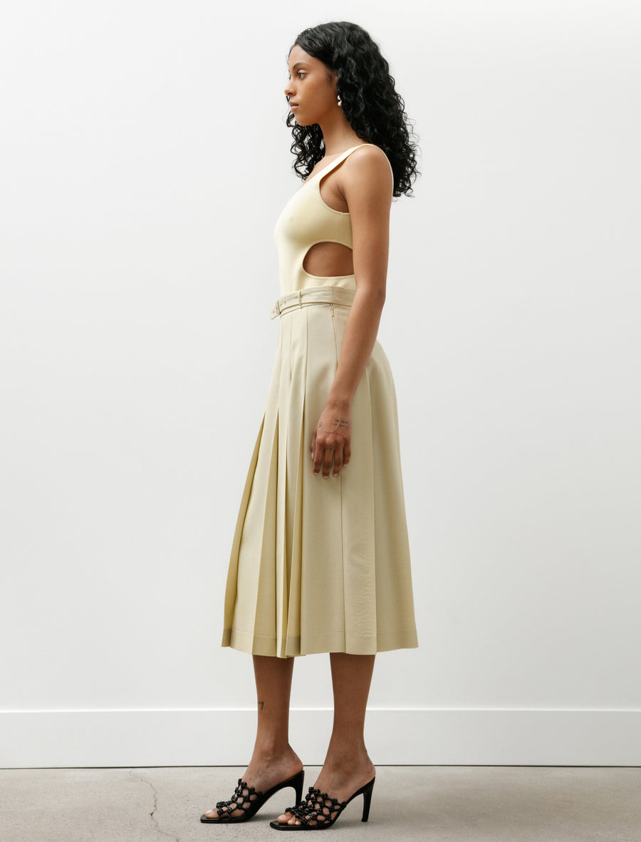 Wool Kid Mohair Hopsack Pleated Skirt Dusty Beige - Image 3