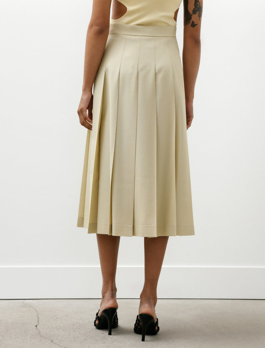 Wool Kid Mohair Hopsack Pleated Skirt Dusty Beige - Image 6