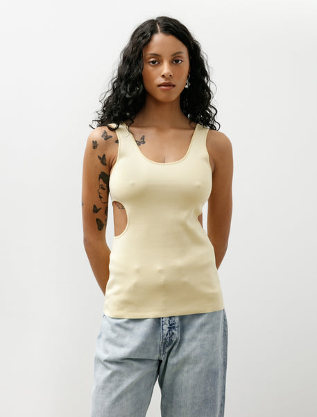 Auralee Double Faced Silk Cotton Knit Long Tank Yellow Beige