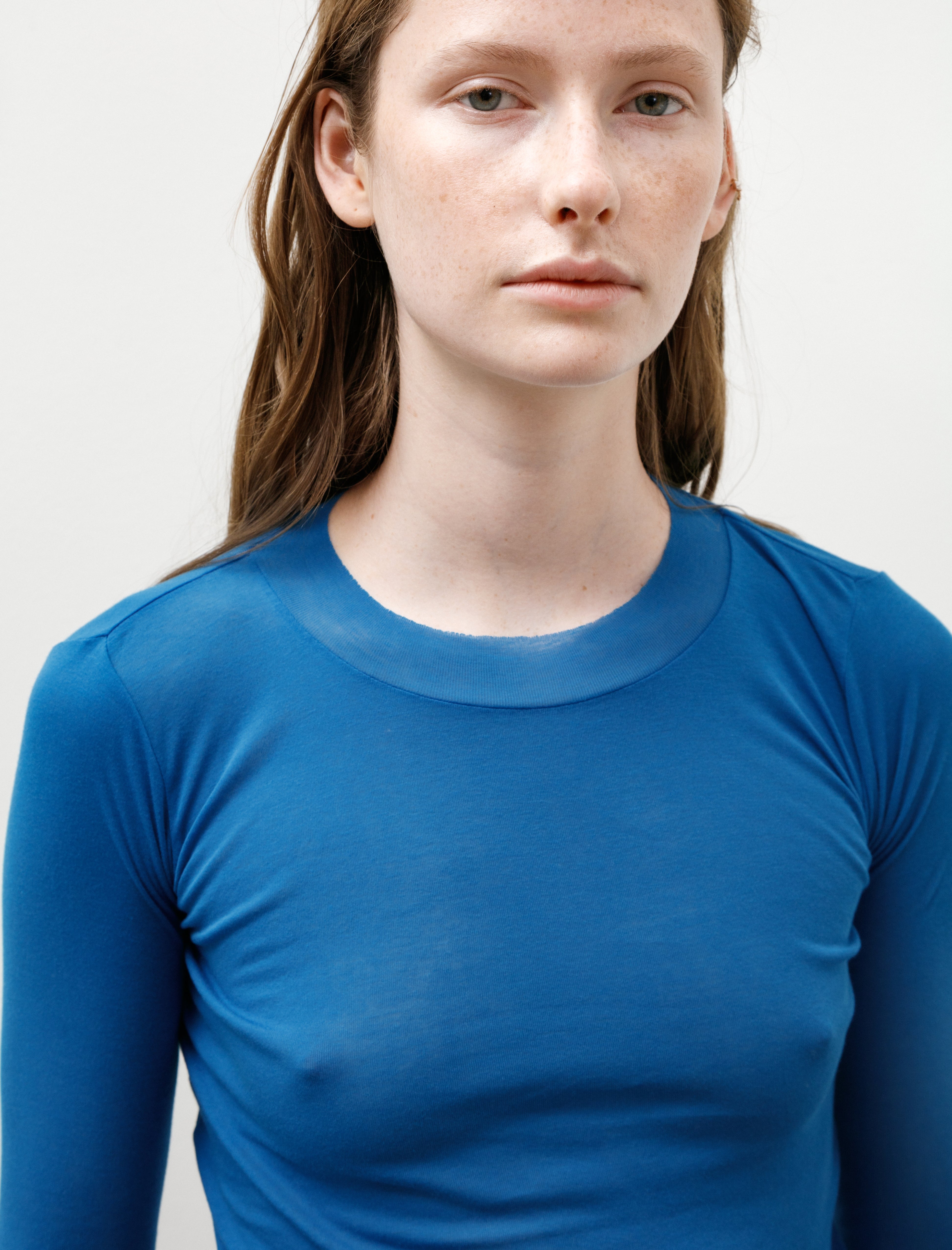 Auralee Super High Gauge Sheer Rib L/S Tee Blue