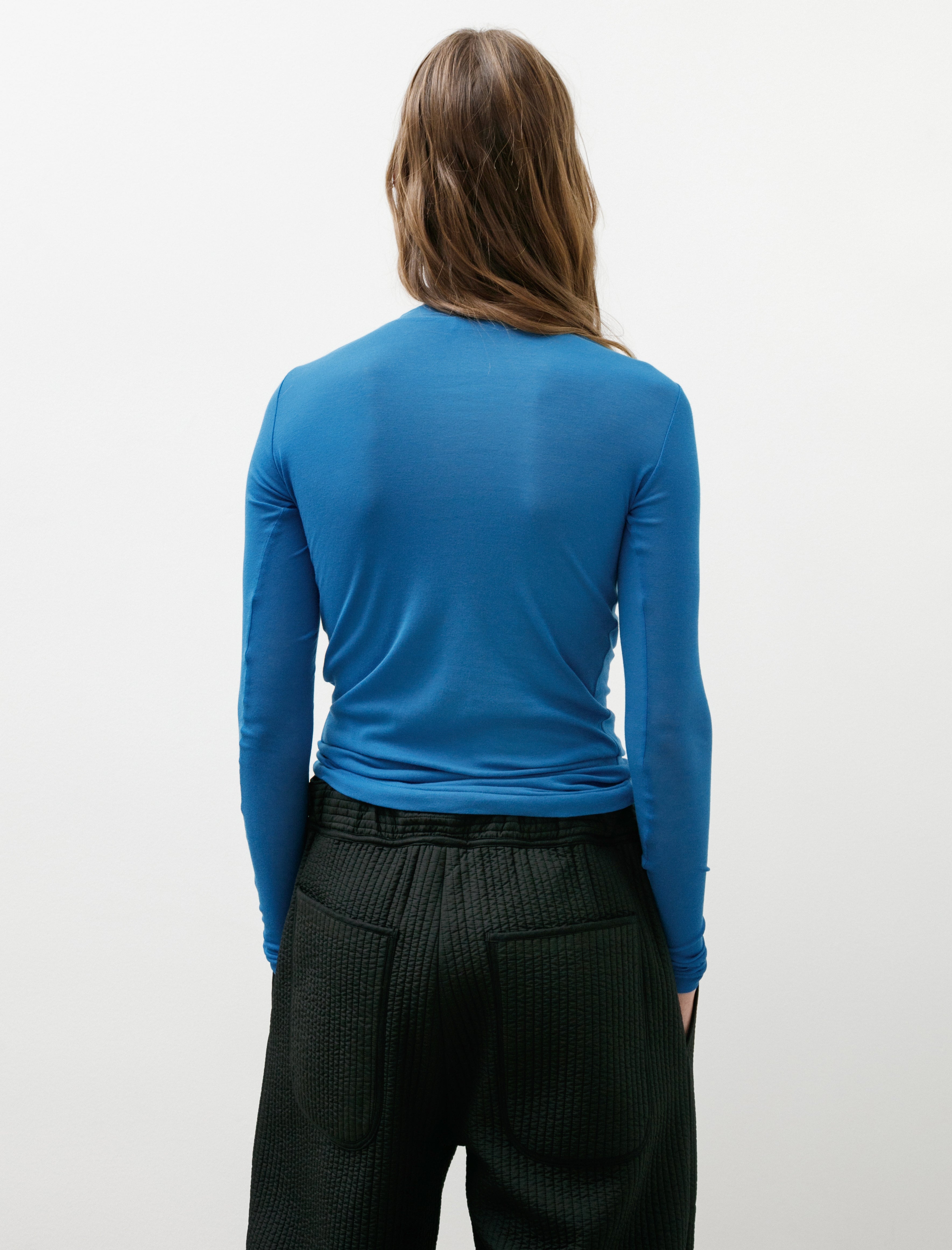 Auralee Super High Gauge Sheer Rib L/S Tee Blue