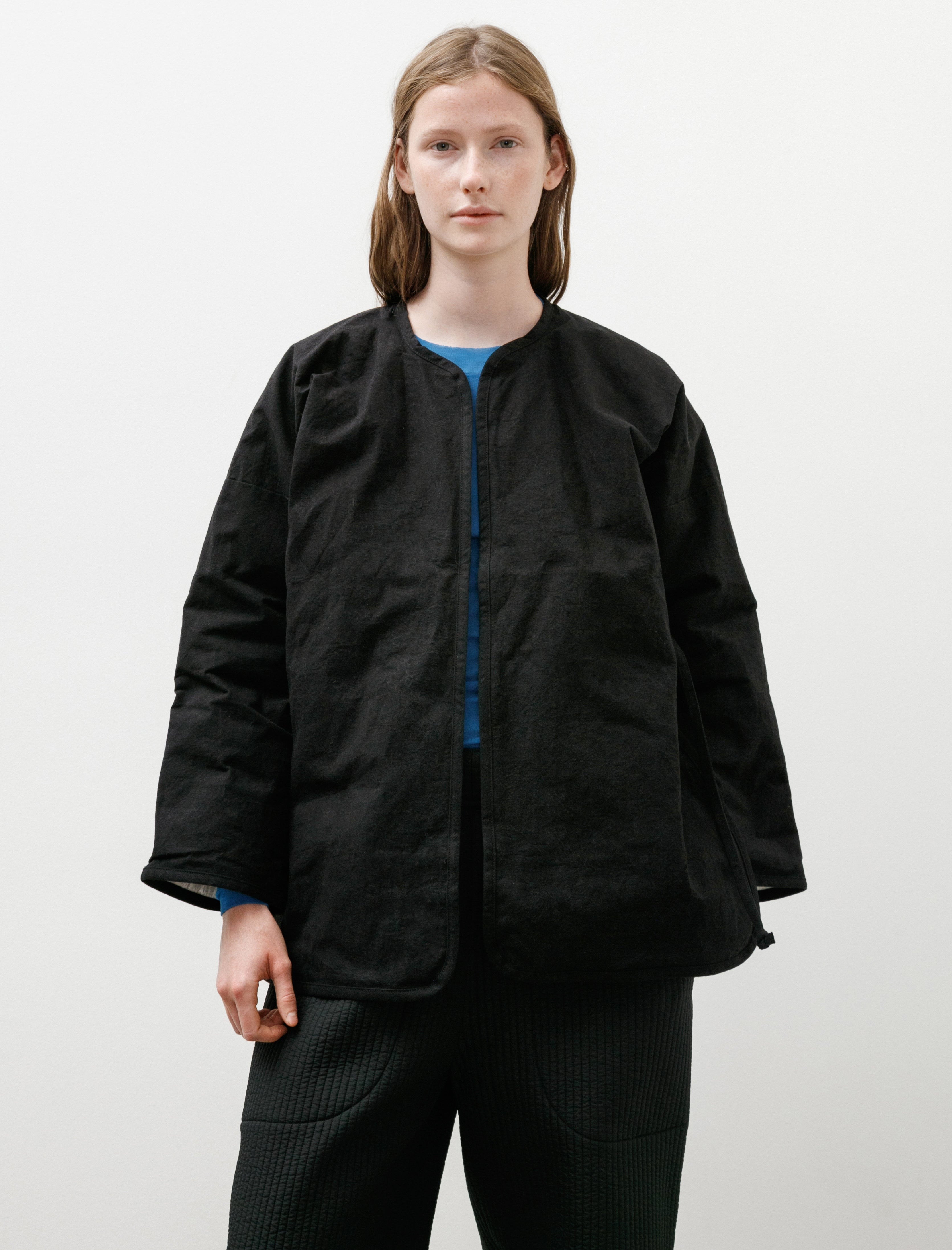 MAN-TLE WR21 DOWN-7 Down Cross Cardigan Black Wax