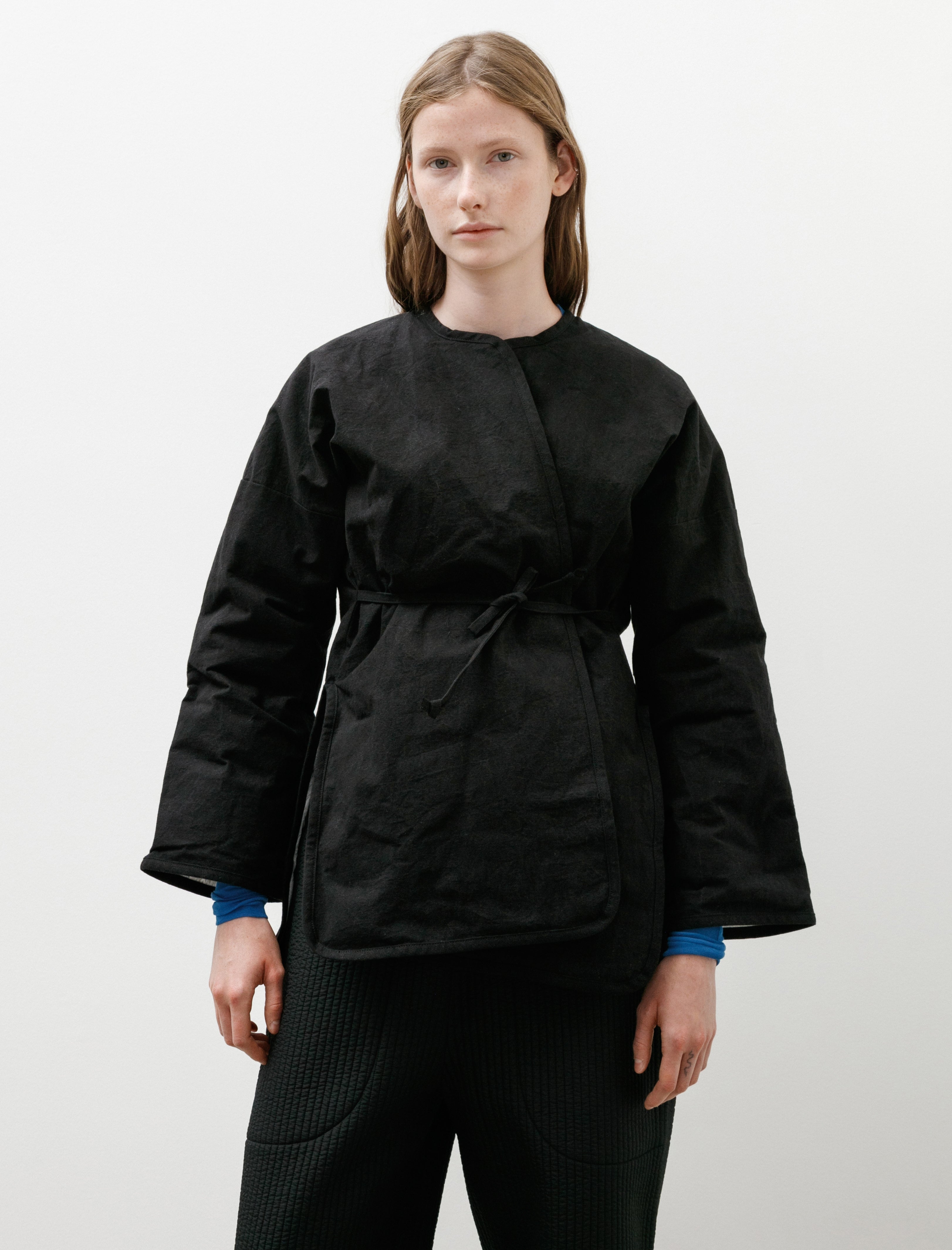 MAN-TLE WR21 DOWN-7 Down Cross Cardigan Black Wax