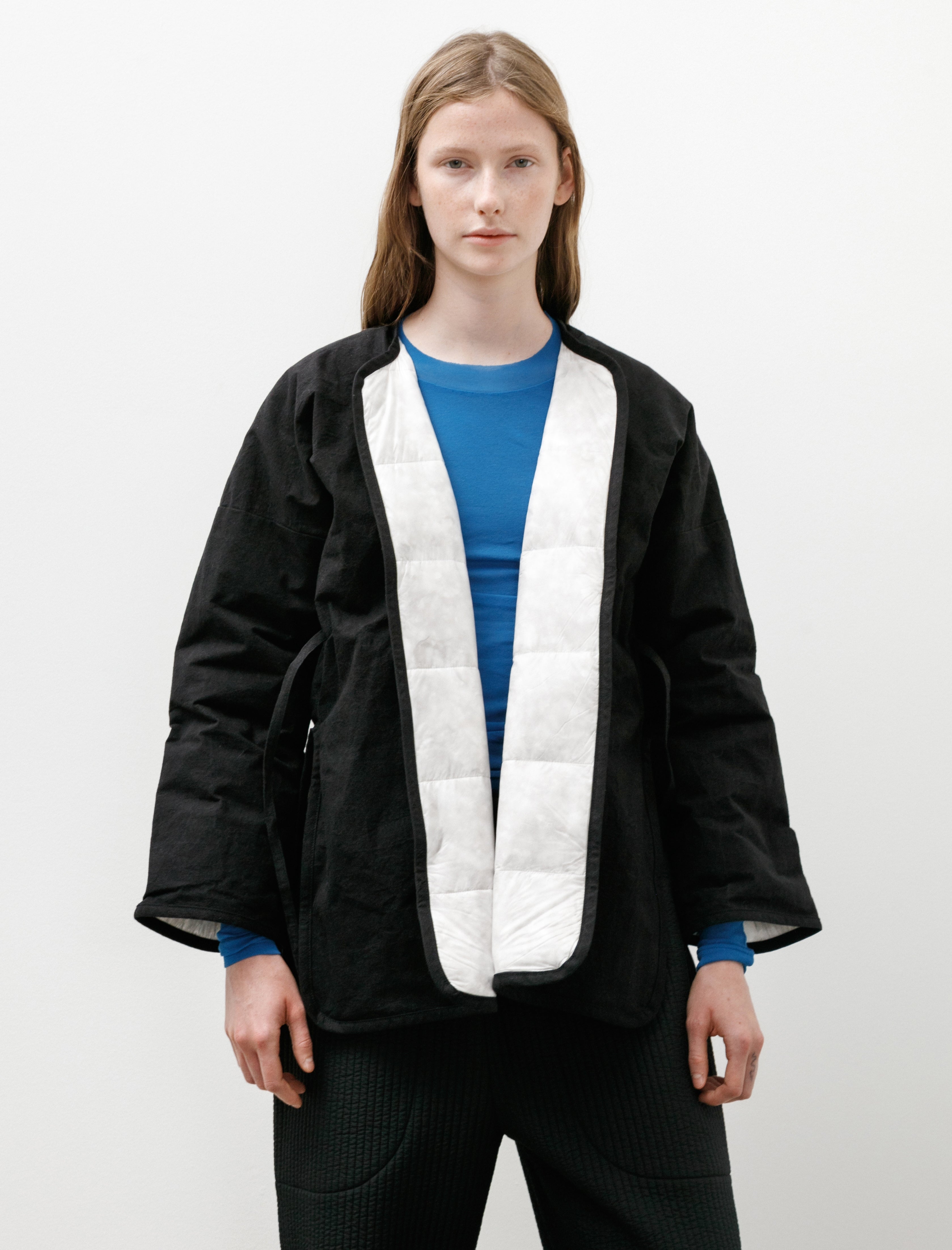 MAN-TLE WR21 DOWN-7 Down Cross Cardigan Black Wax