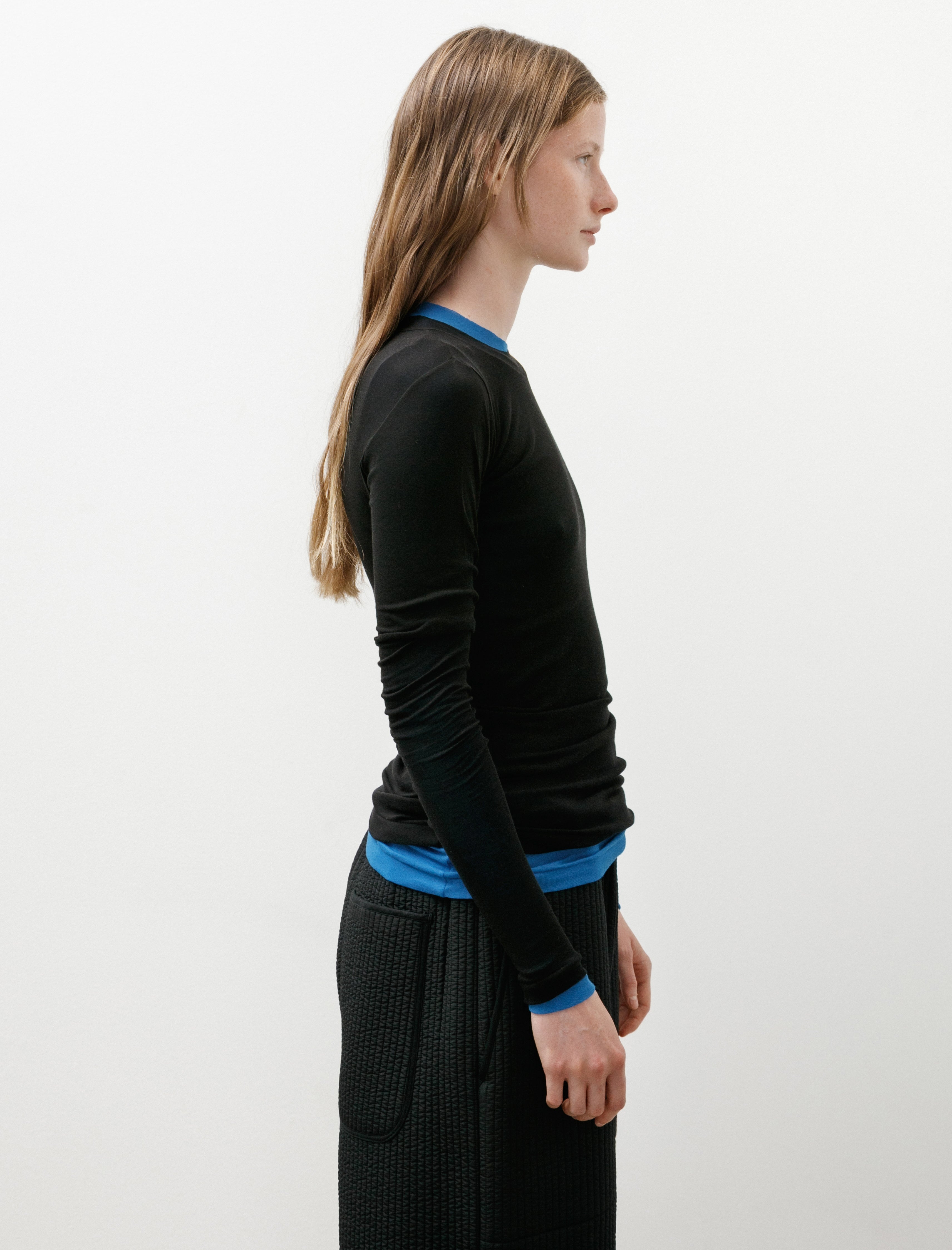Super High Gauge Sheer Rib L/S Tee Black