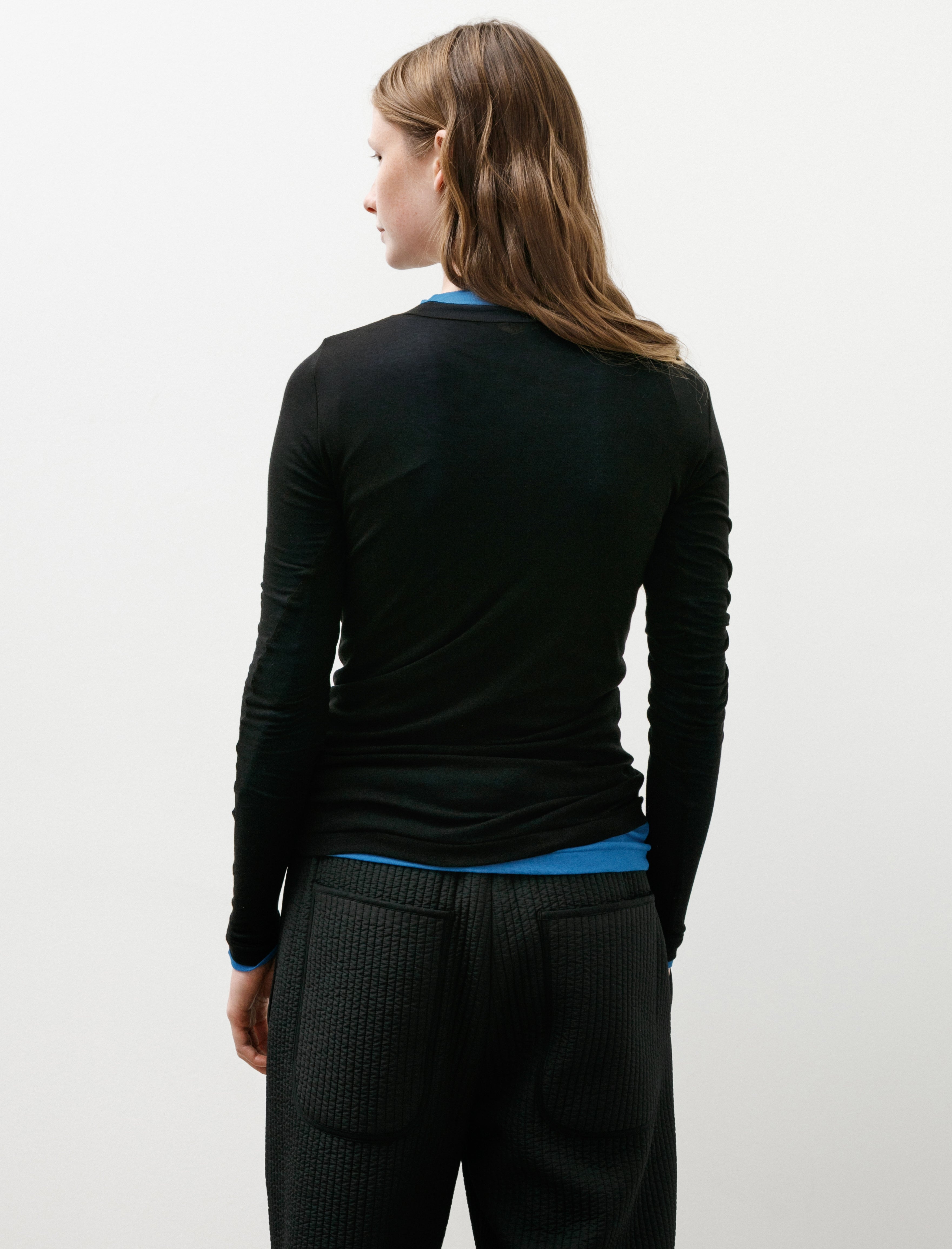 Super High Gauge Sheer Rib L/S Tee Black