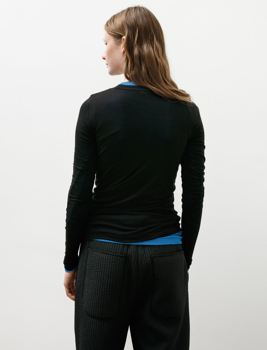 Super High Gauge Sheer Rib L/S Tee Black - Image 4